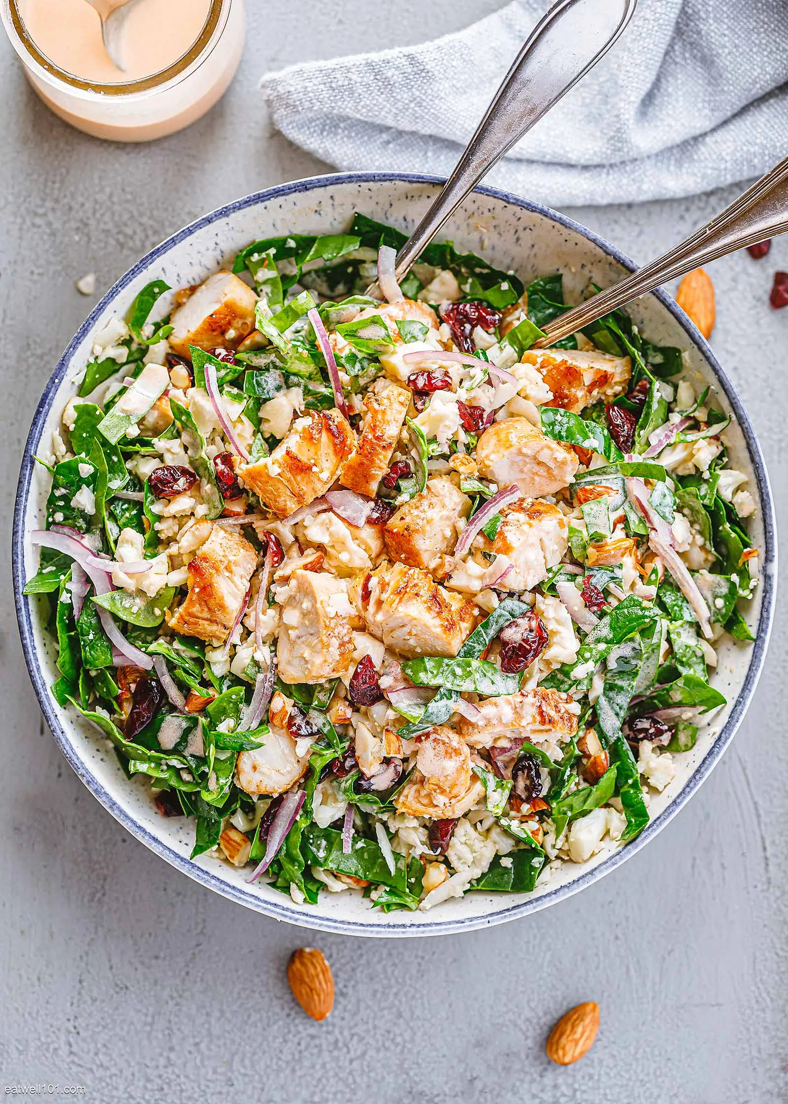 Sauteed Chicken Spinach Salad with Raspberry Sauce