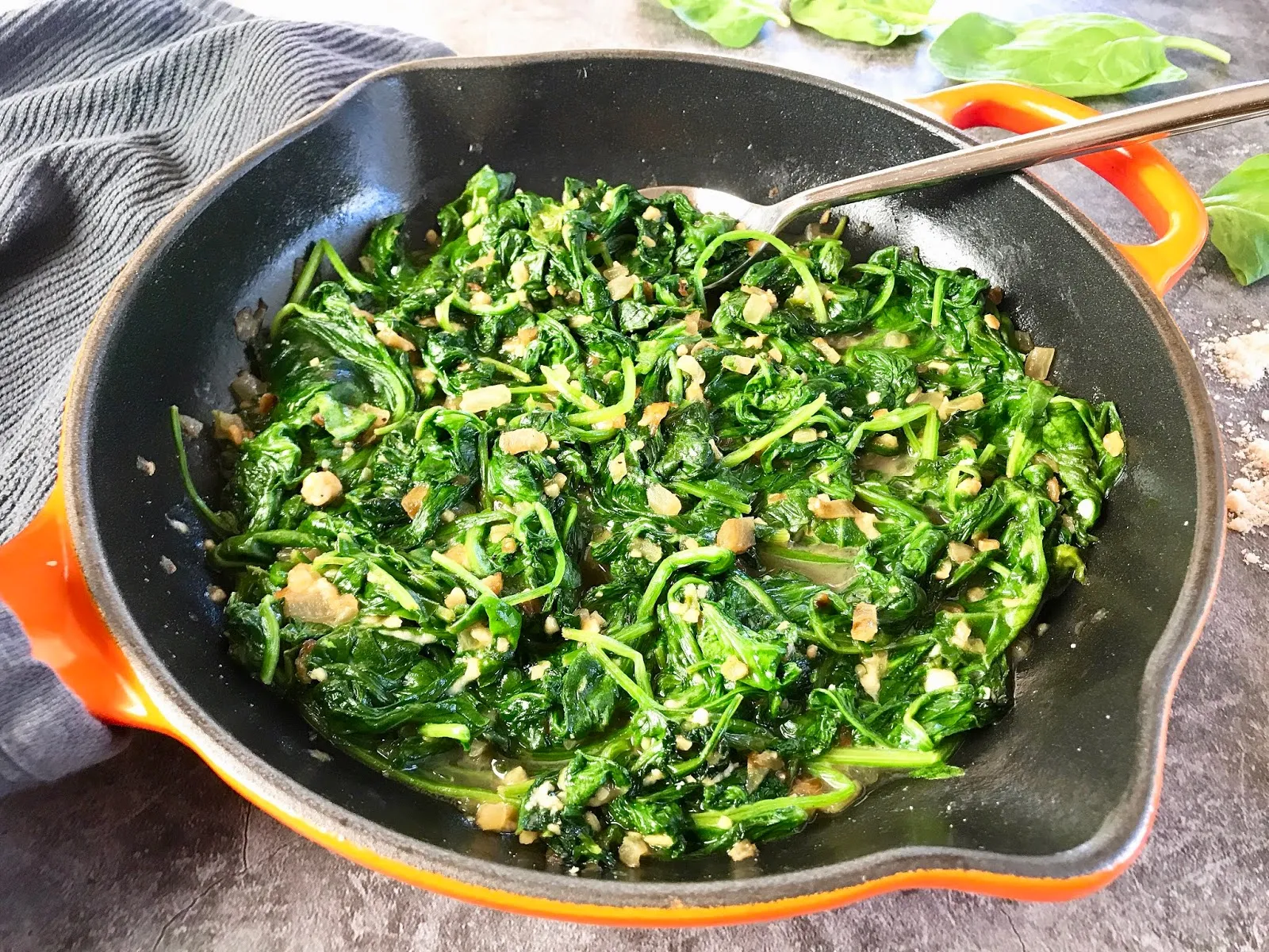 Sautéed Spinach with Garlic Parmesan