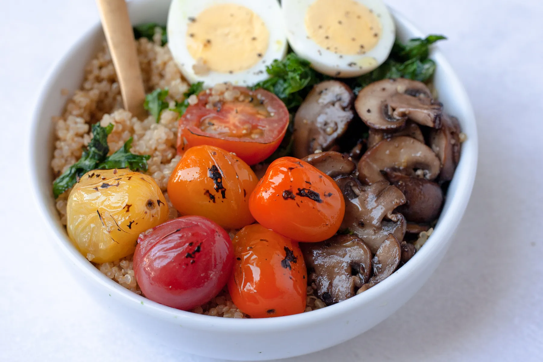 Savory Quinoa Breakfast Bowls Peppers Kale