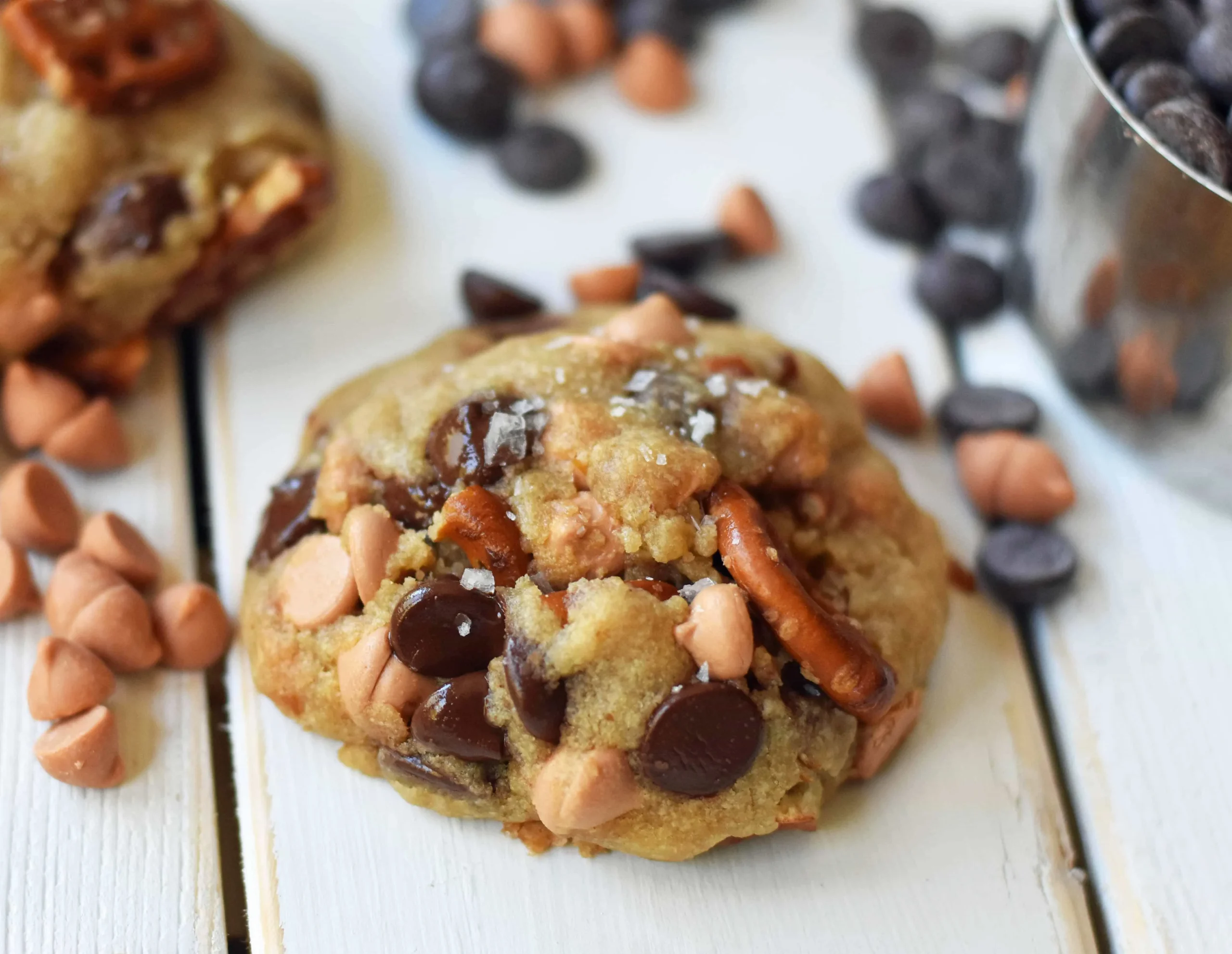 Sea Salt Chocolate Chip Butterscotch Pretzel Cookies