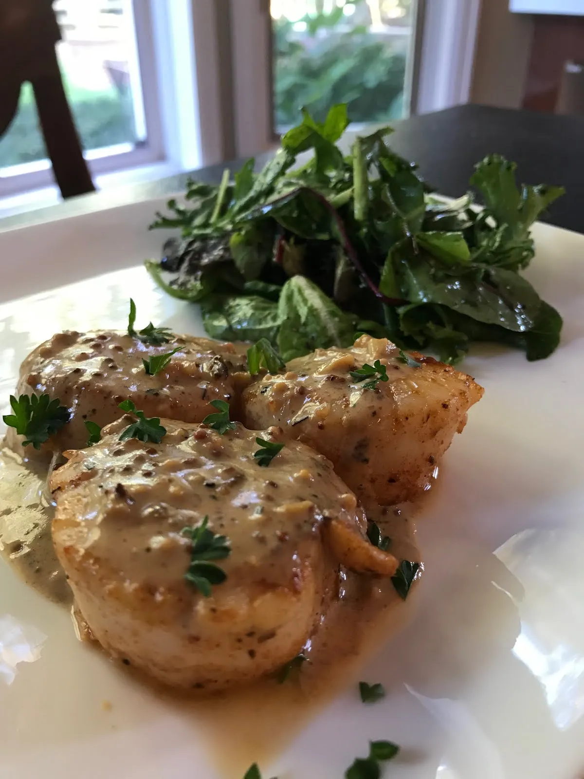 Seared Scallops in Cajun Mustard Cream