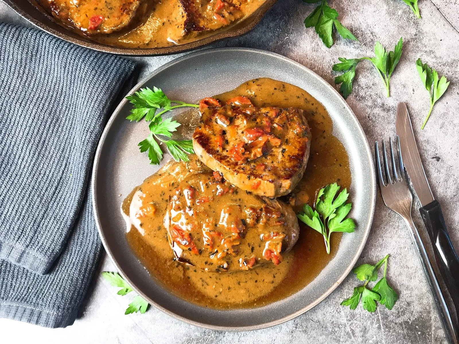 Seared Steak with Sun Dried Tomato Lentils