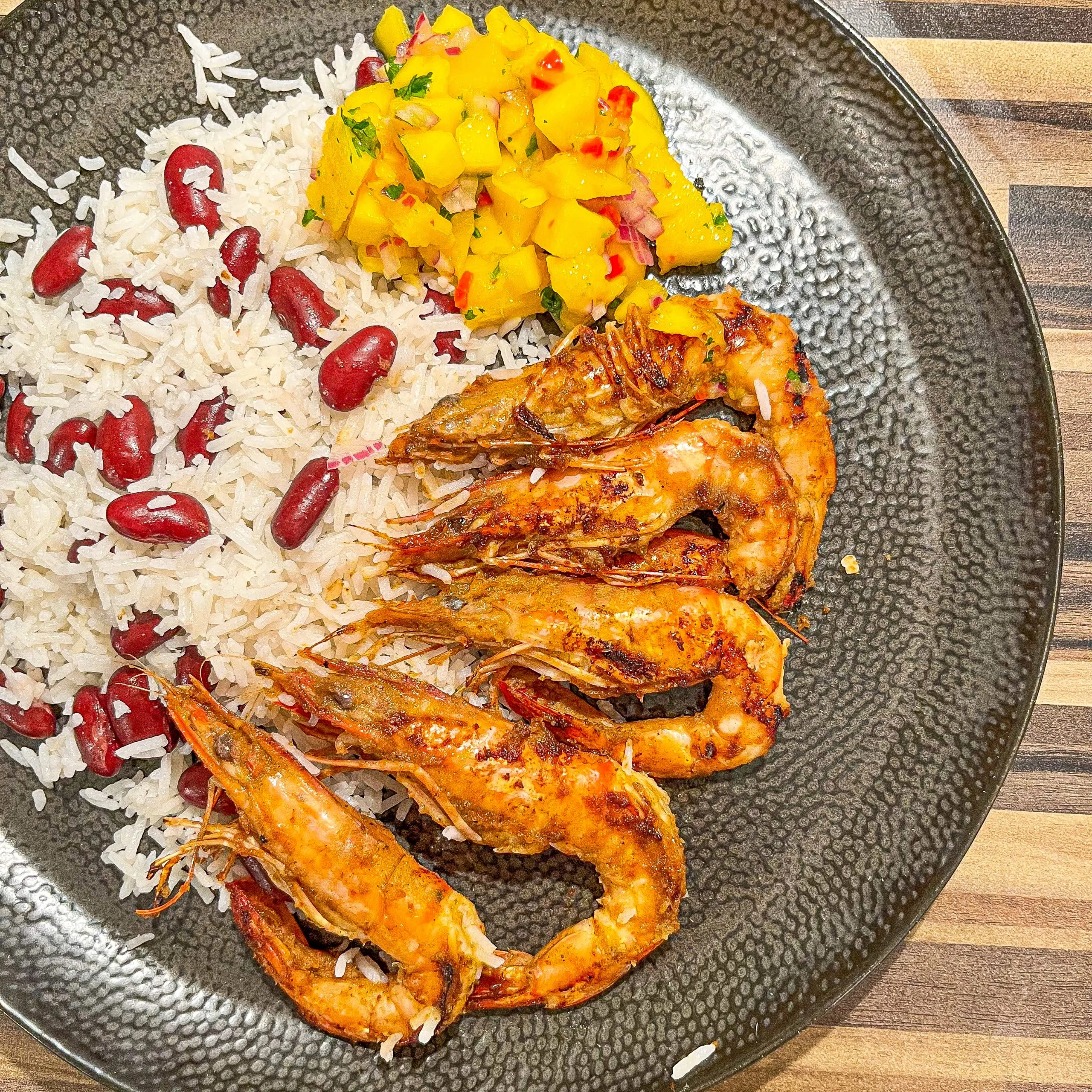 Sheet Pan Jerk Shrimp with Coconut Rice