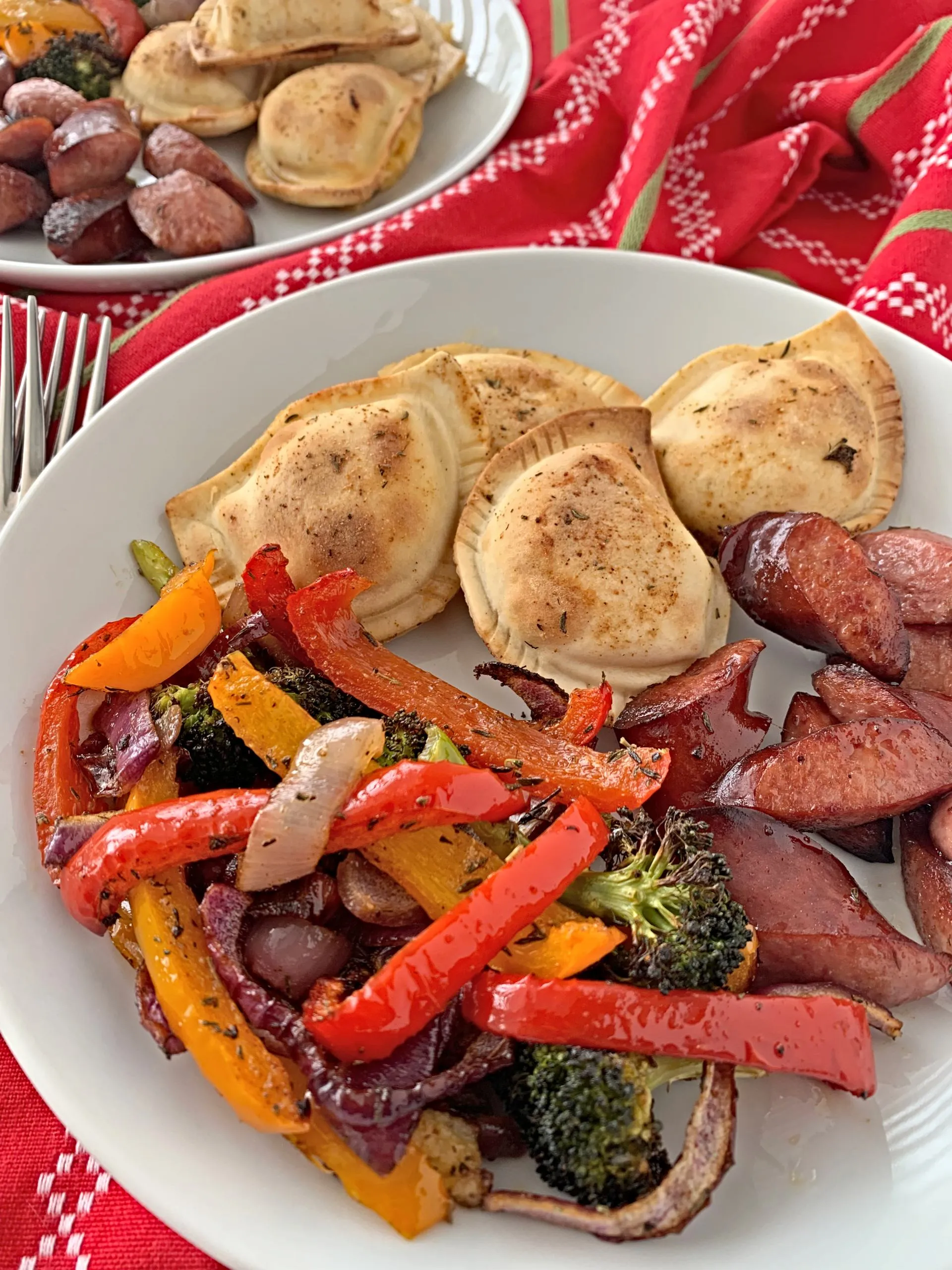 Sheet Pan Perogies and Sausage