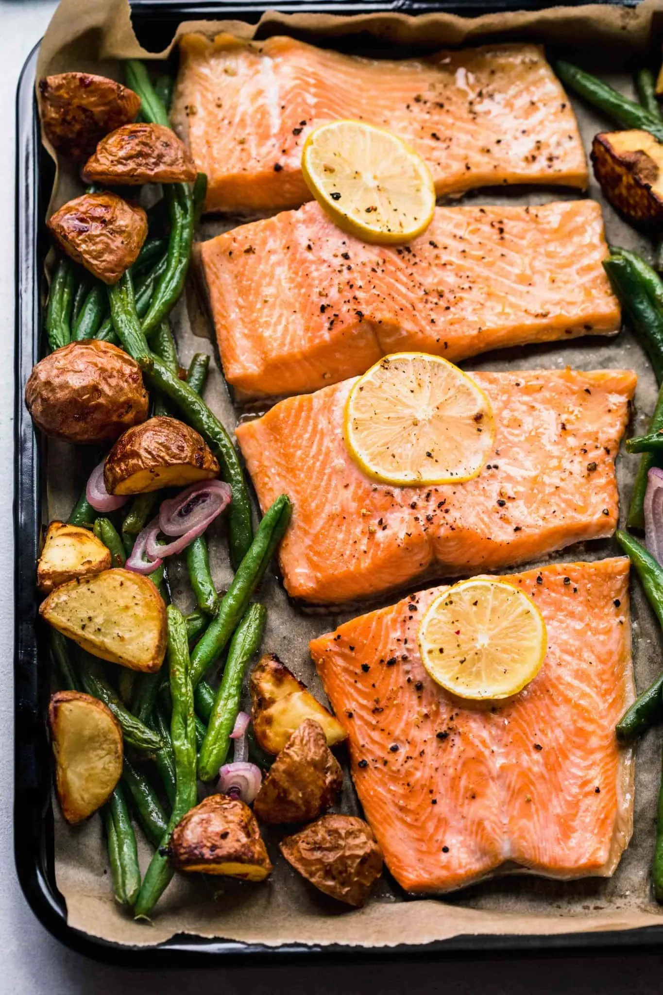 Sheet Pan Salmon BLTs