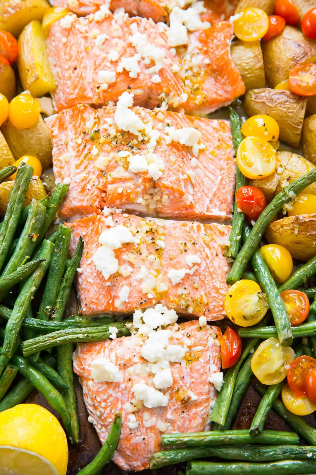 Sheet Pan Spicy Mediterranean Salmon and Vegetables