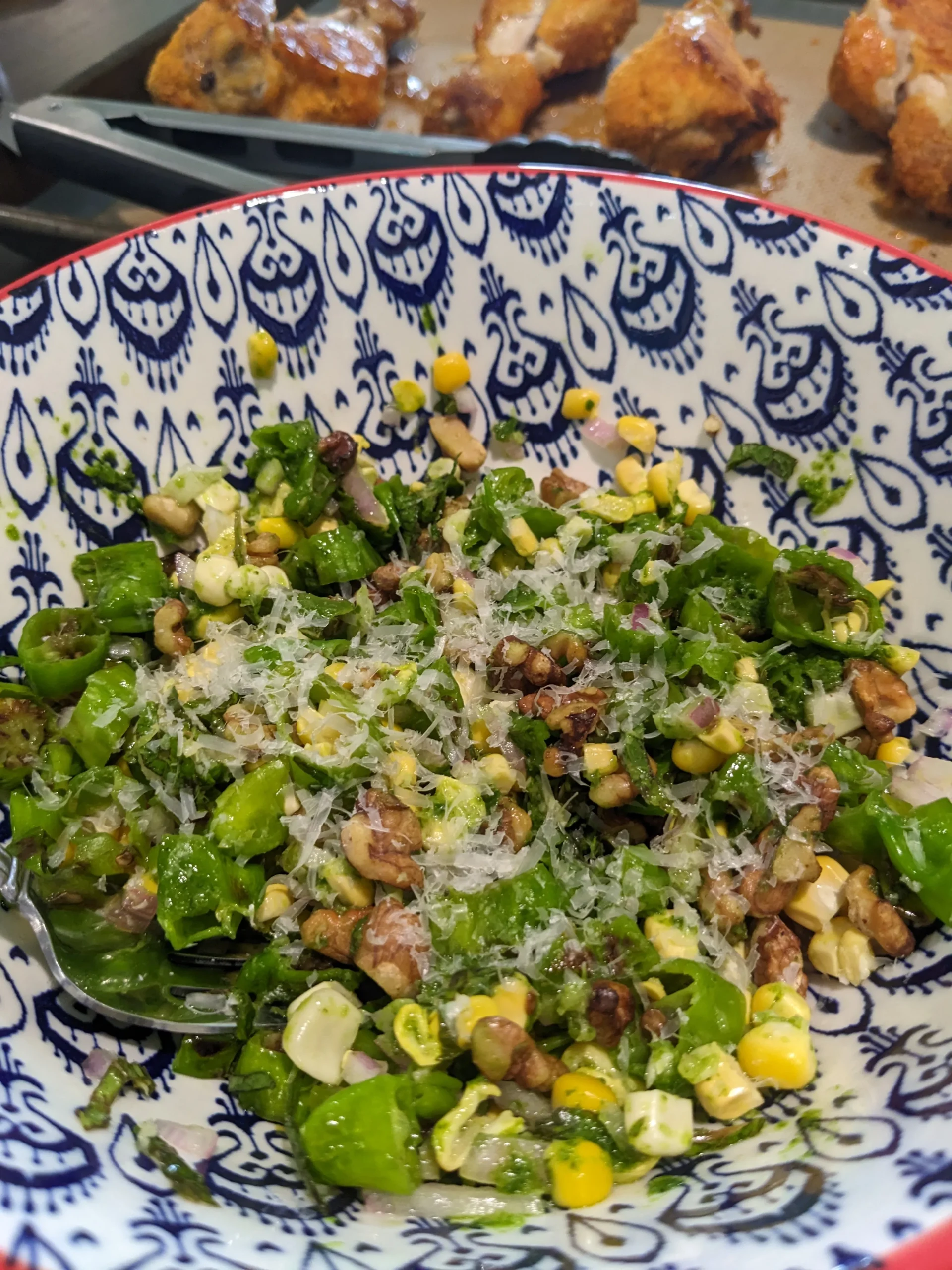 Shishito Pepper Salad with Sizzled Mint Sesame