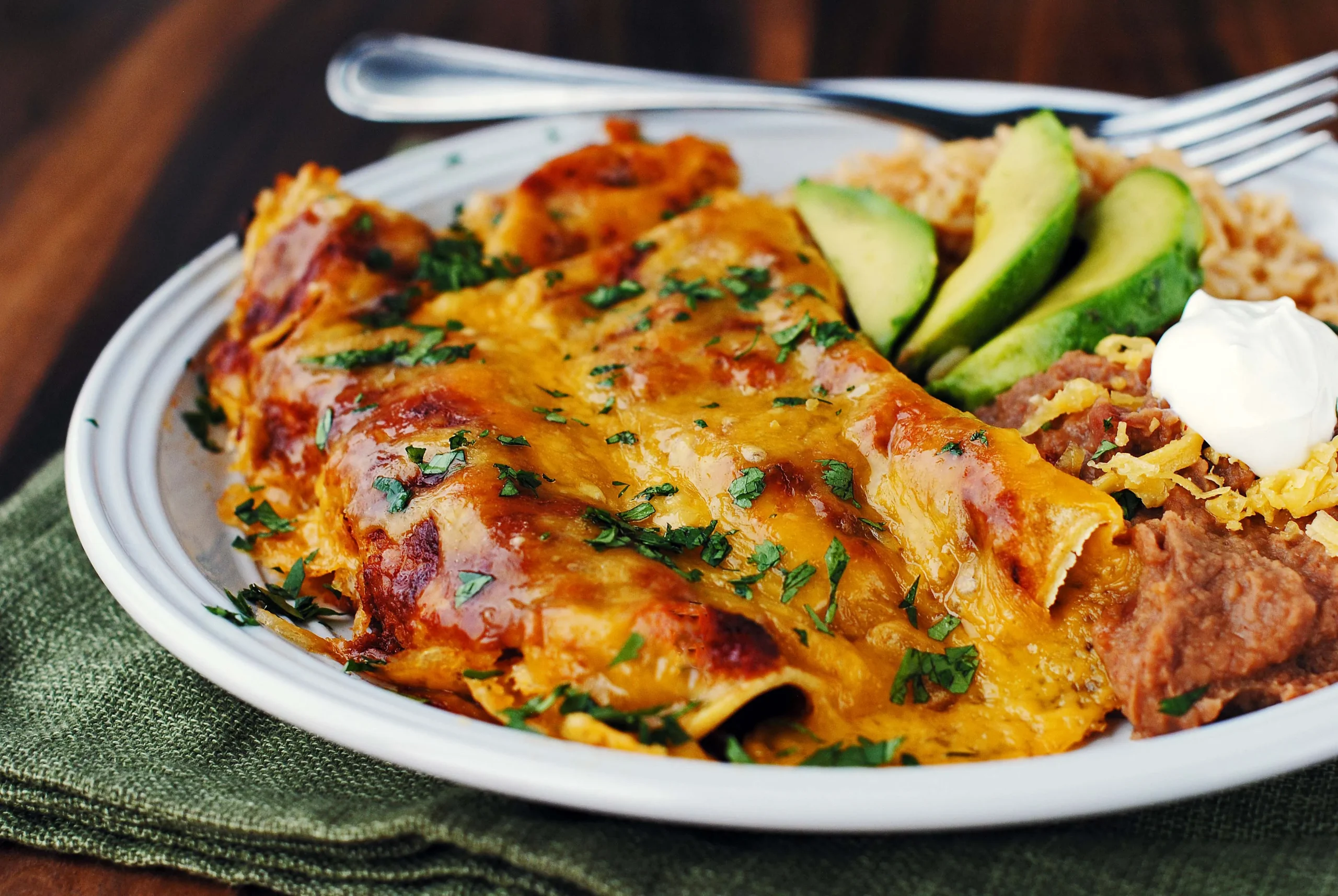 Shredded Beef and Chile Enchiladas