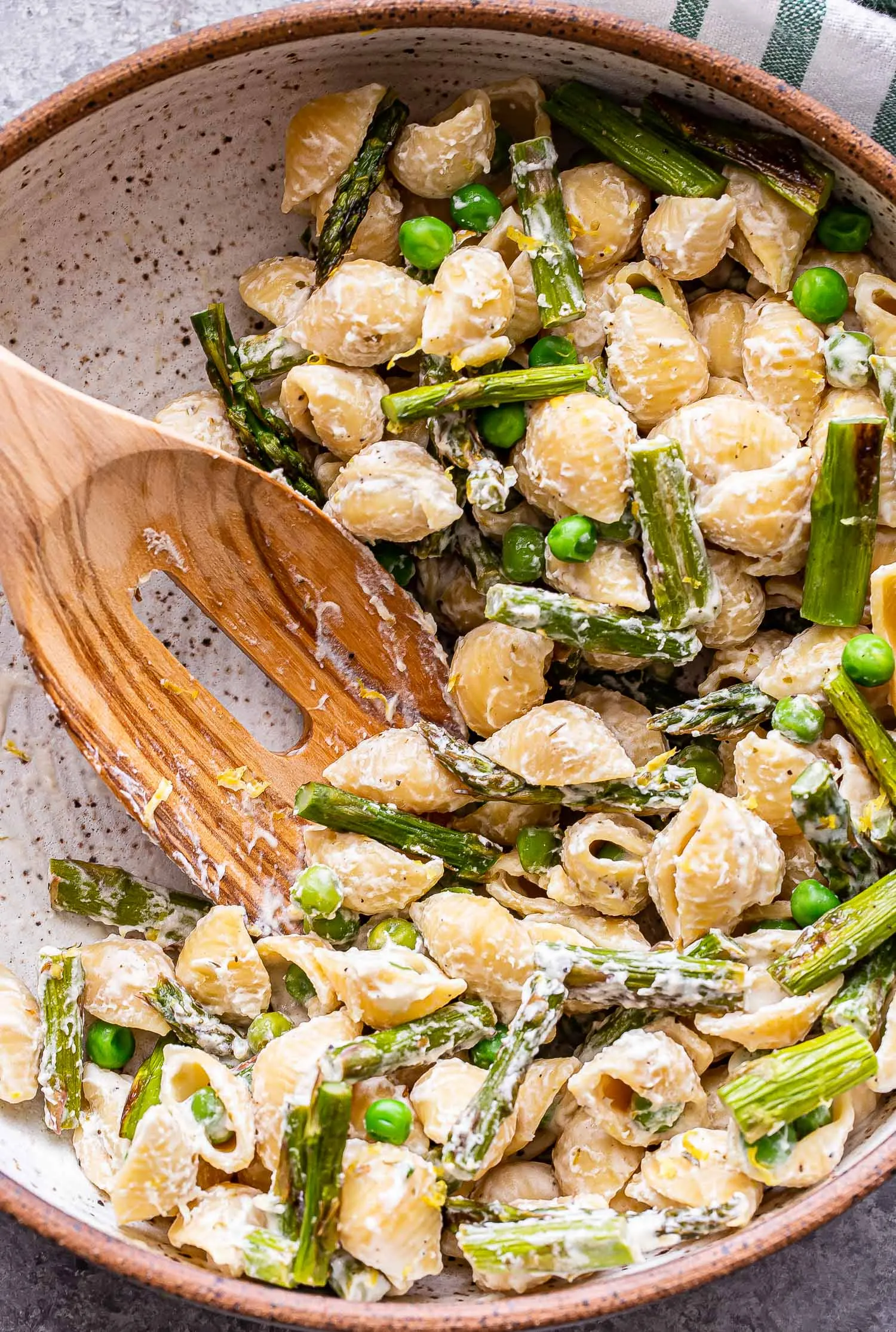 Shrimp Asparagus Goat Cheese Pasta