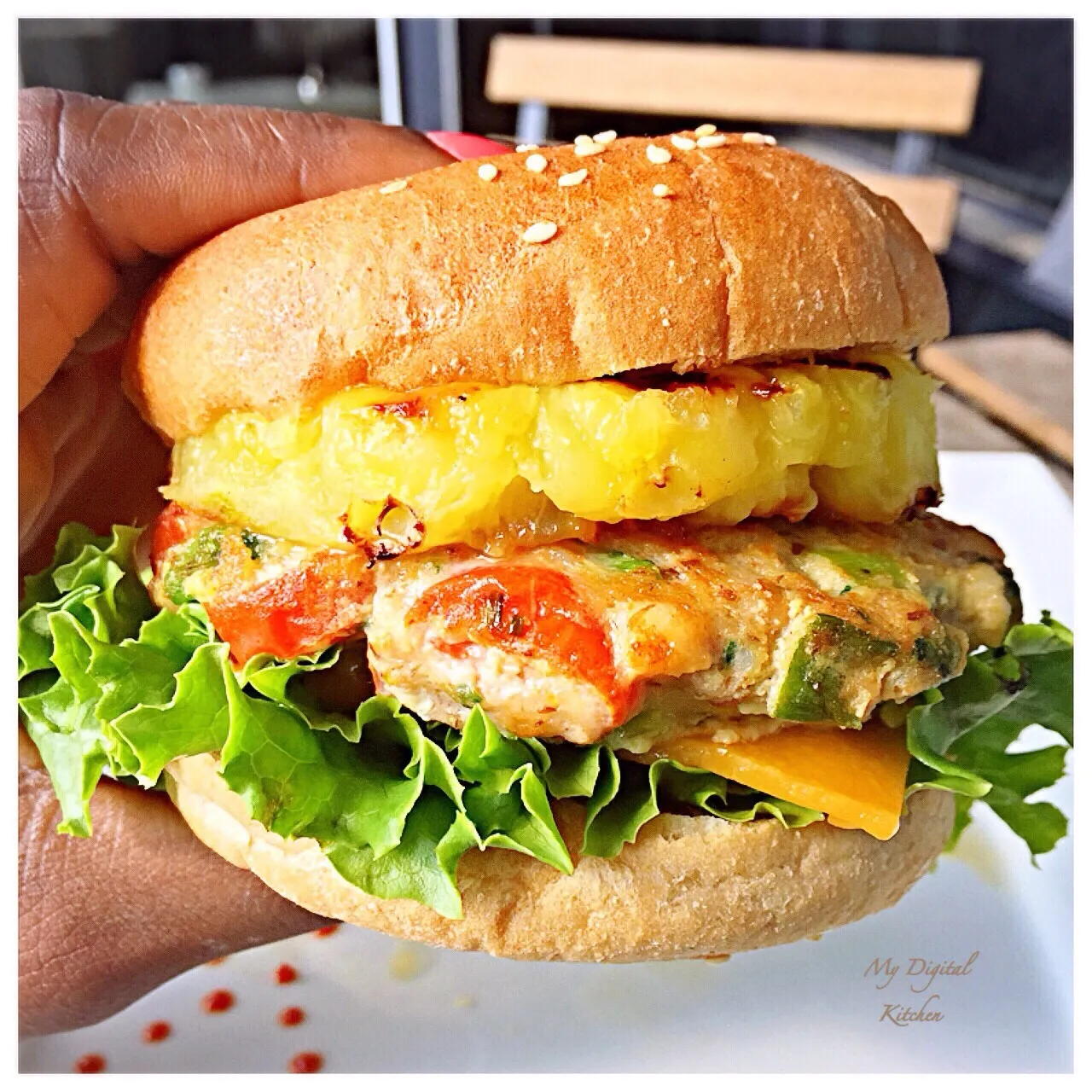 Shrimp Burgers with Pineapple Avocado Salsa