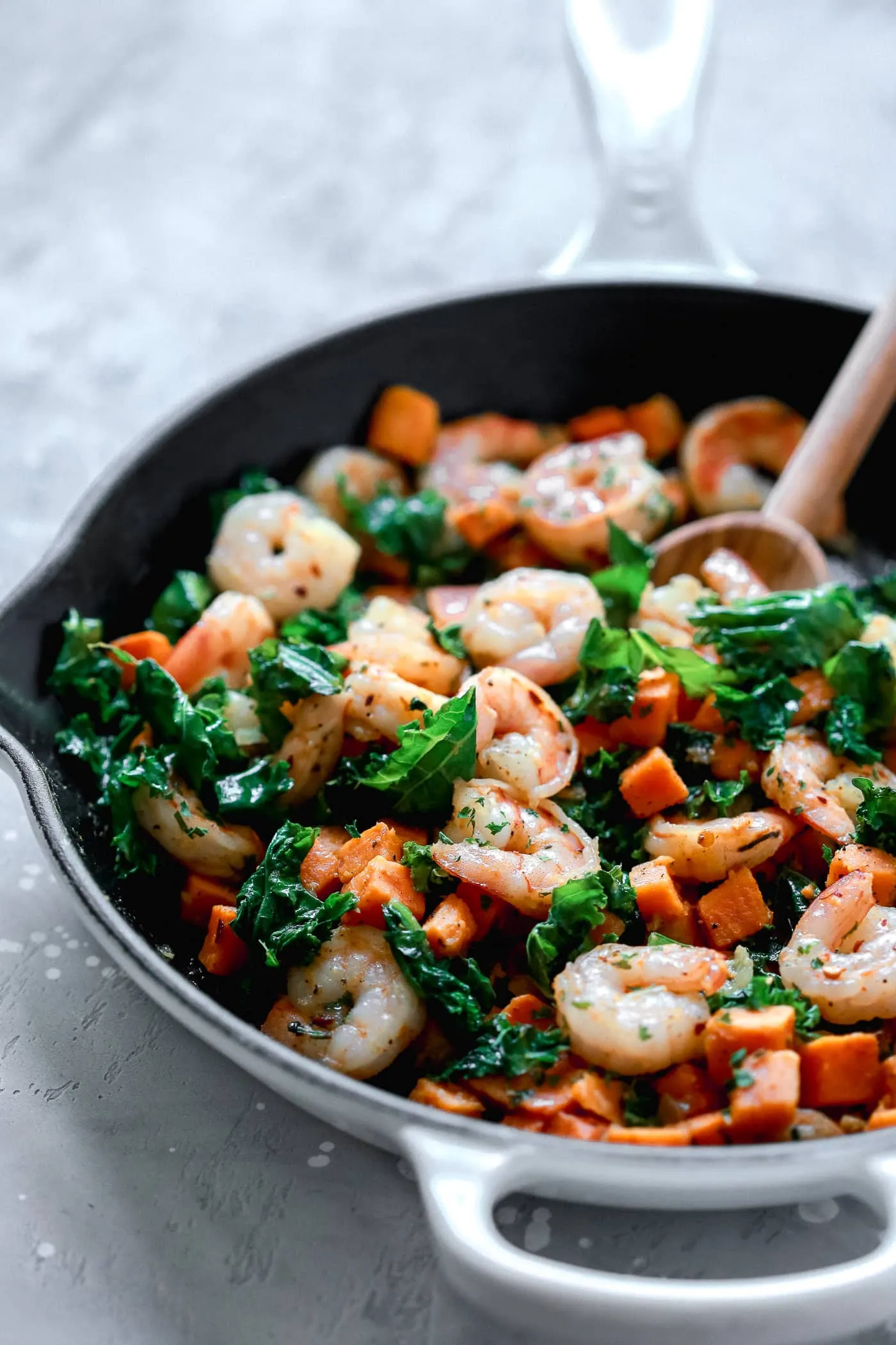 Shrimp Kale Potato Skillet