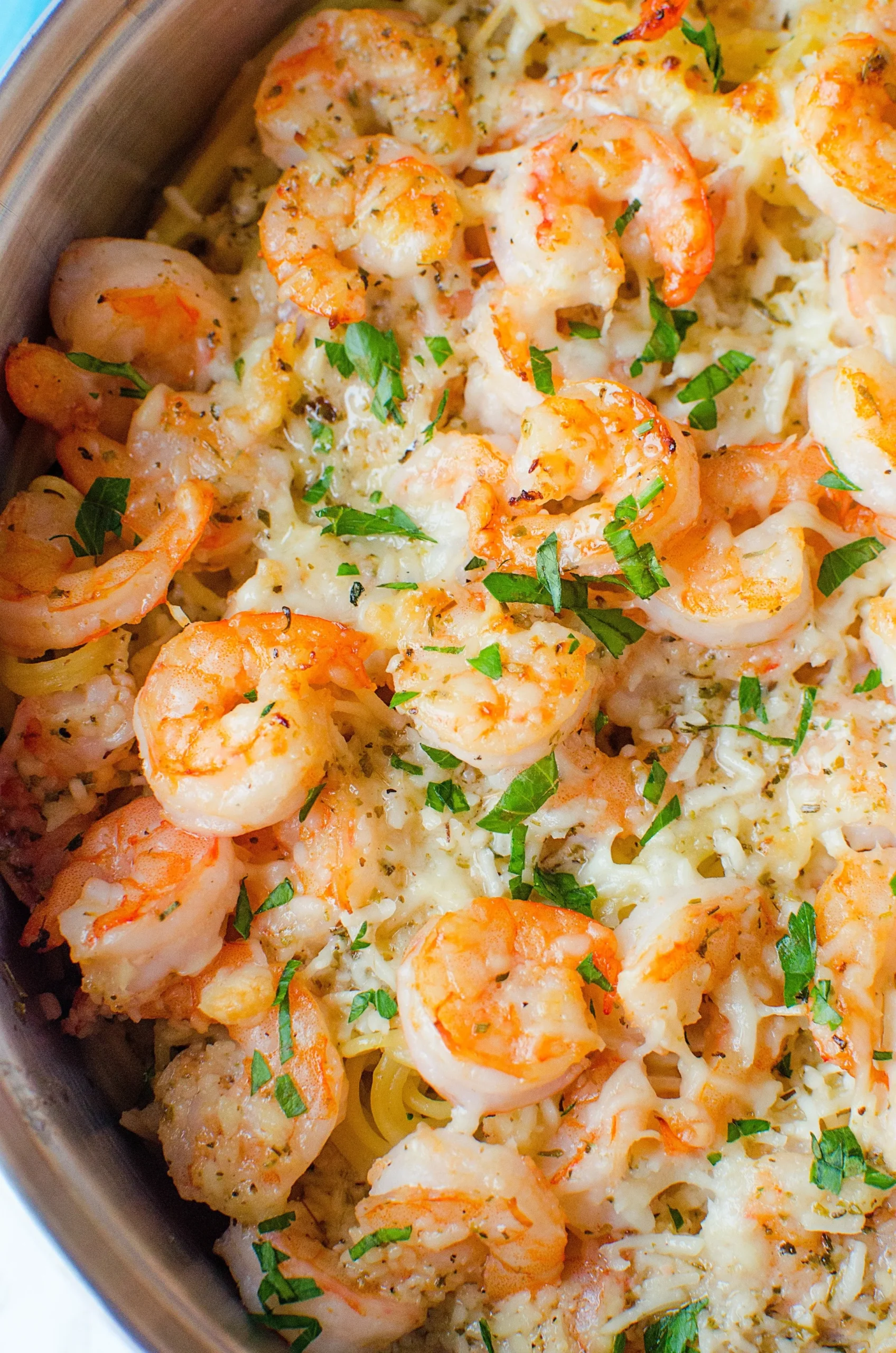 Shrimp Scampi Pasta with Parmesan Peas