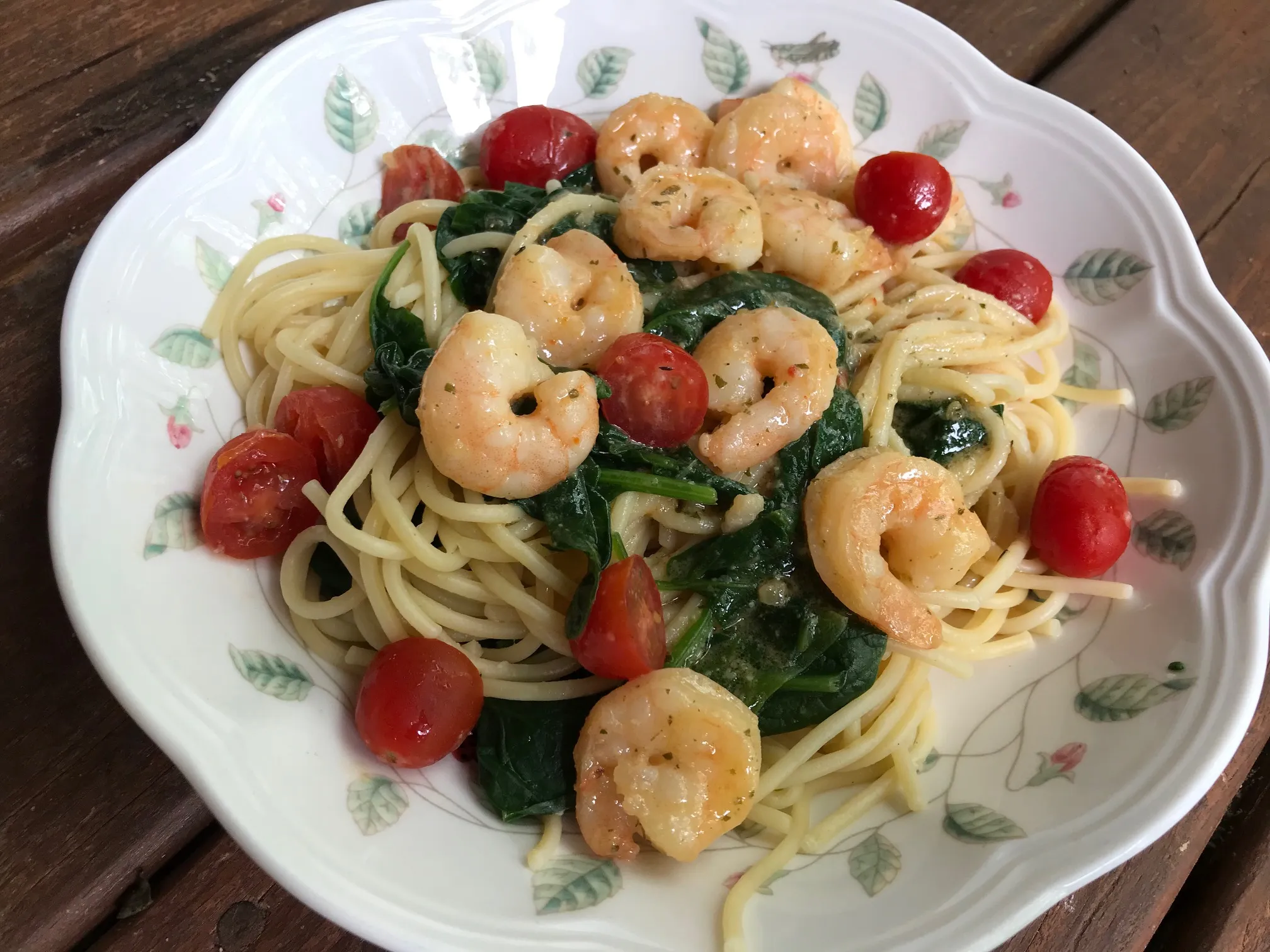 Shrimp Scampi with Wilted Spinach
