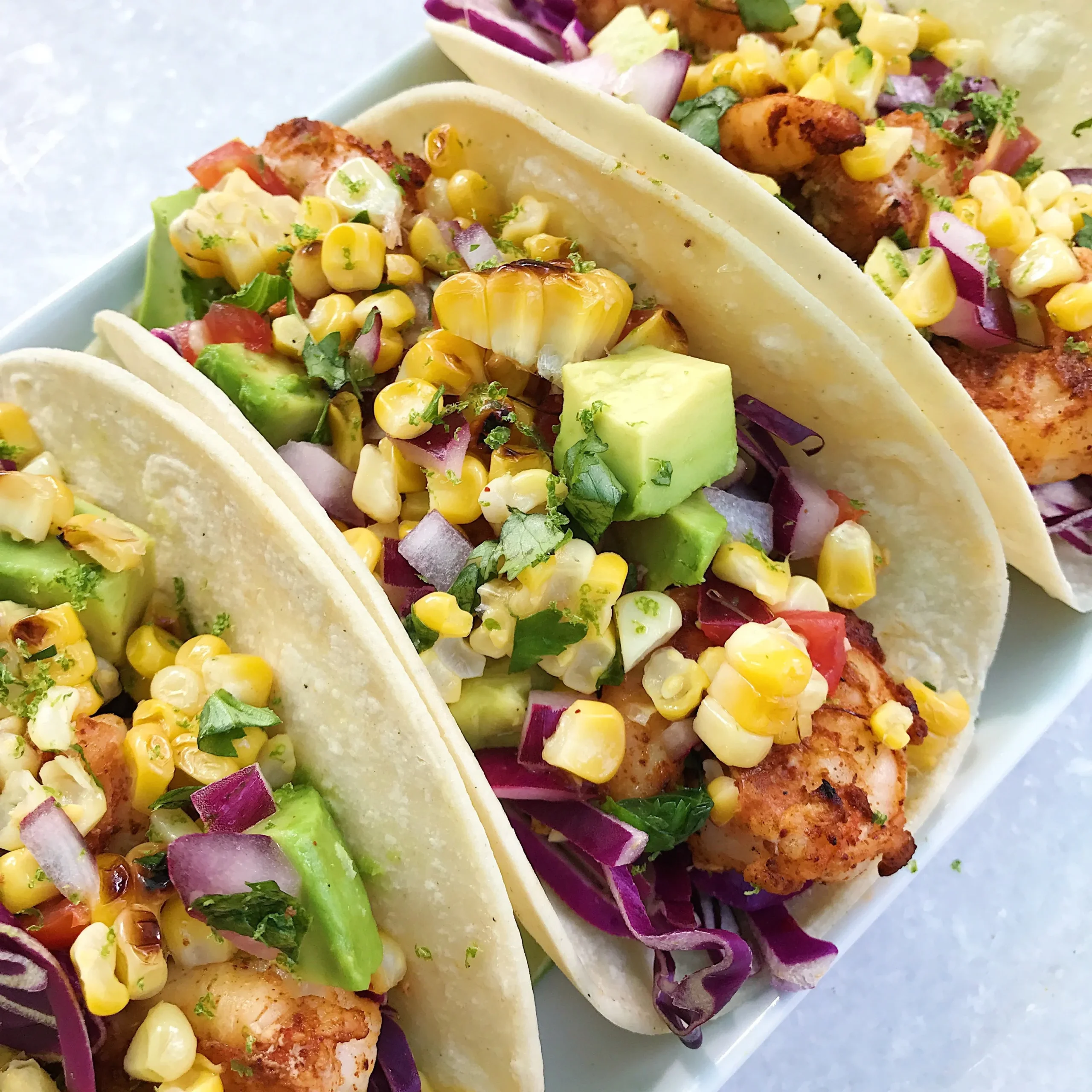 Shrimp Tacos with Warm Corn Salsa