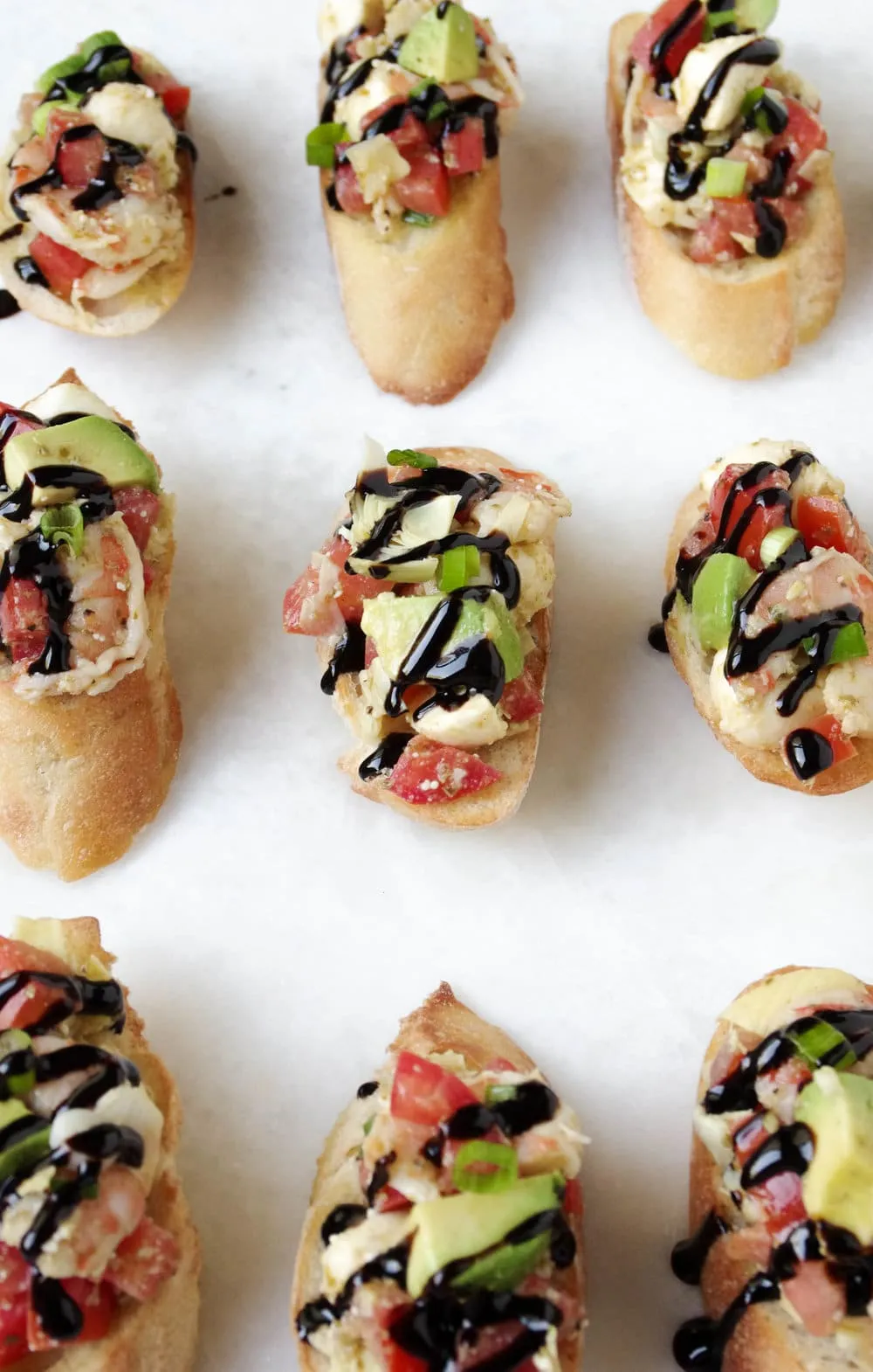 Shrimp and Avocado Bruschetta with Balsamic Glaze