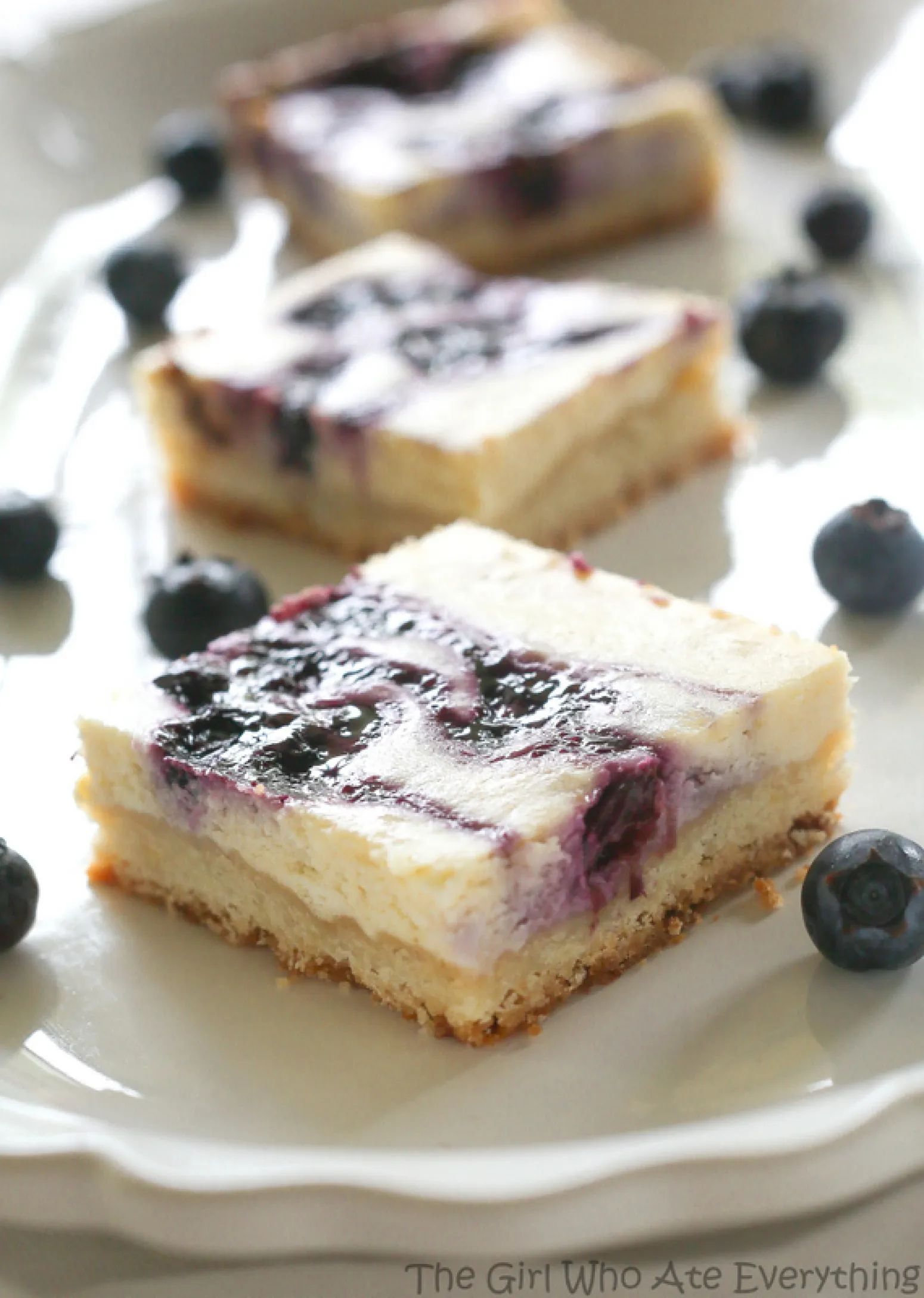 Skinny Blueberry Lemon Cheesecake Bars