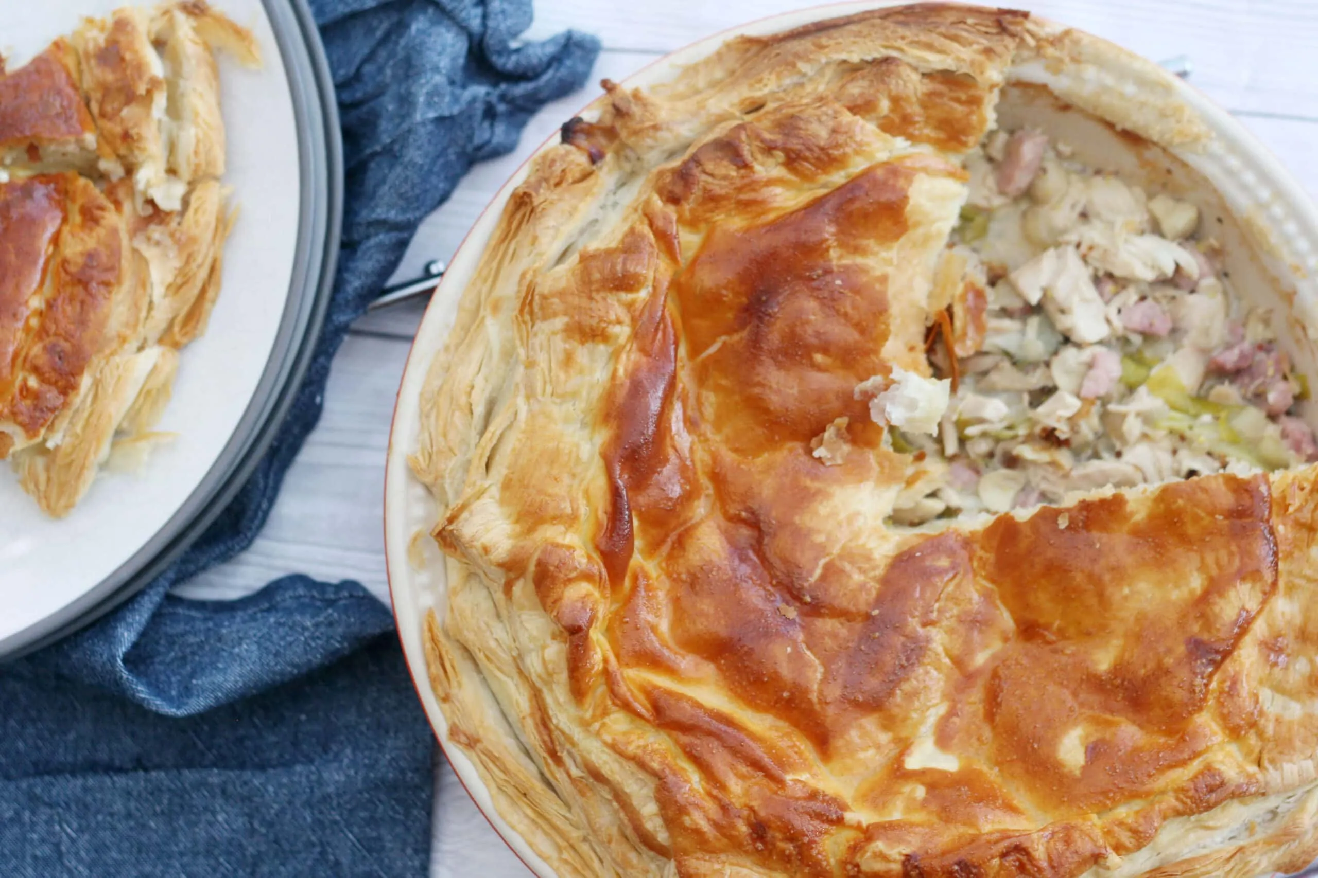 Slow Cooked Chicken Mushroom Cashew and Leek Pie