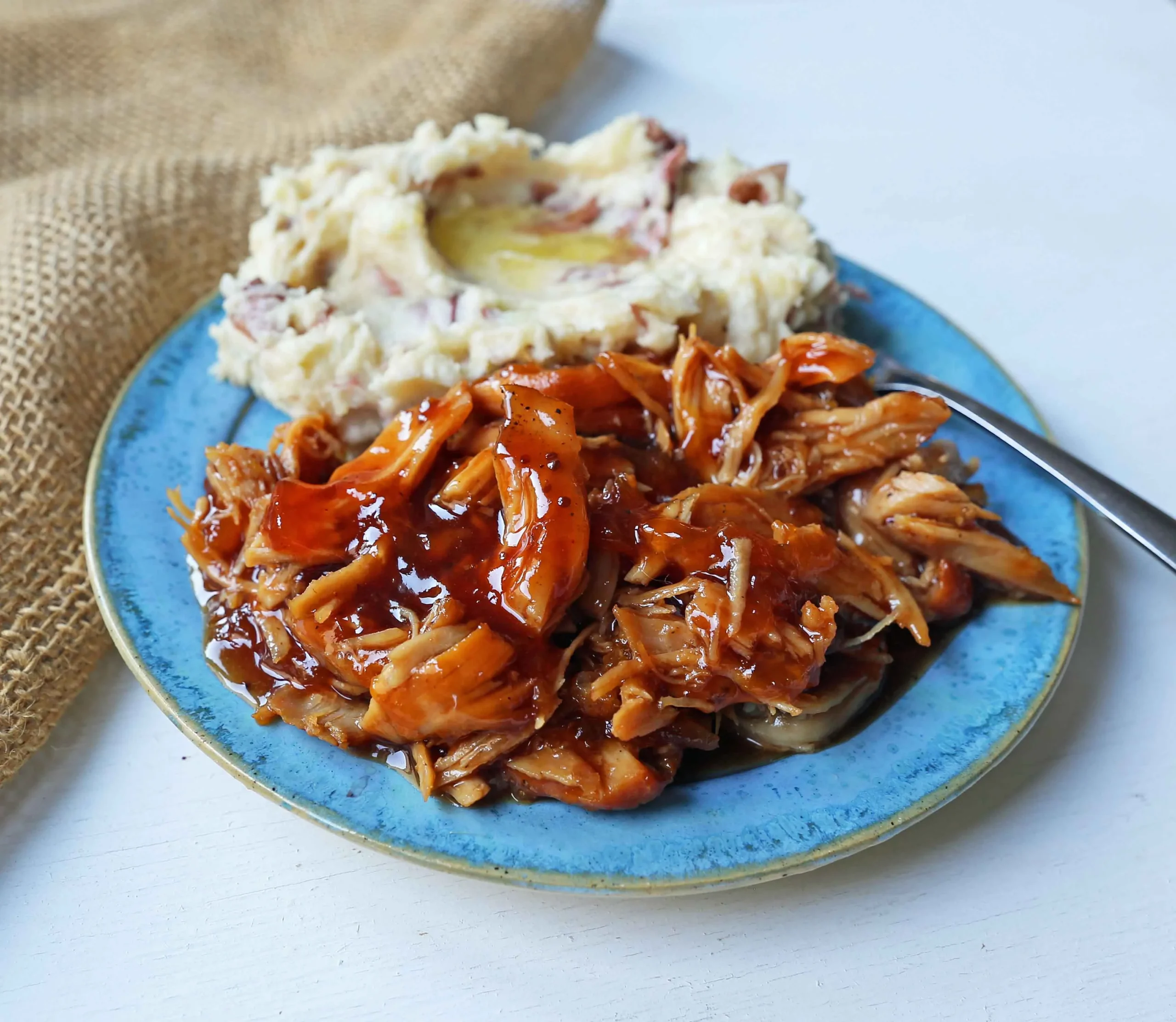 Slow Cooker BBQ Peach Pulled Chicken
