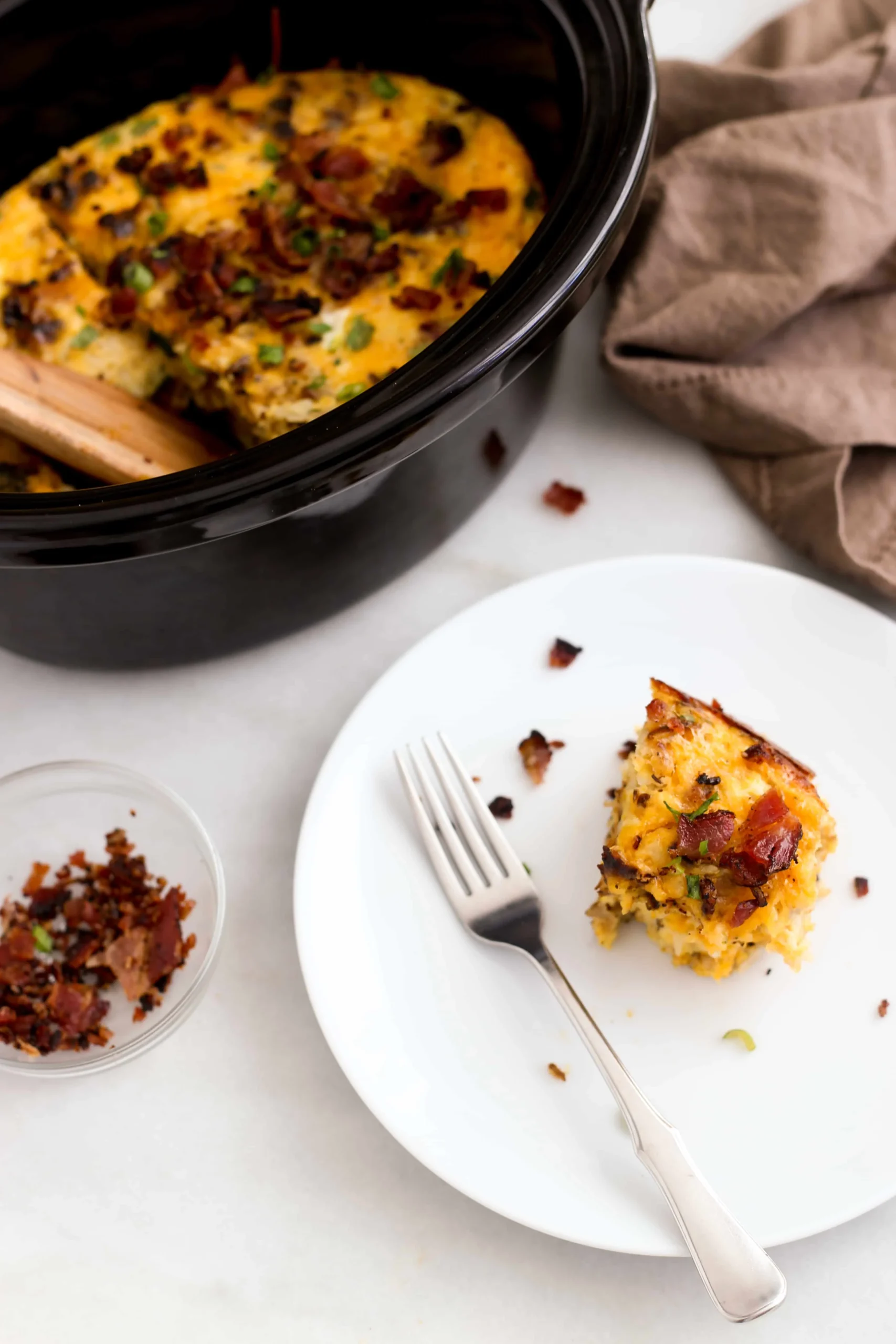 Slow Cooker Bacon Smoked Cheddar and Egg Casserole