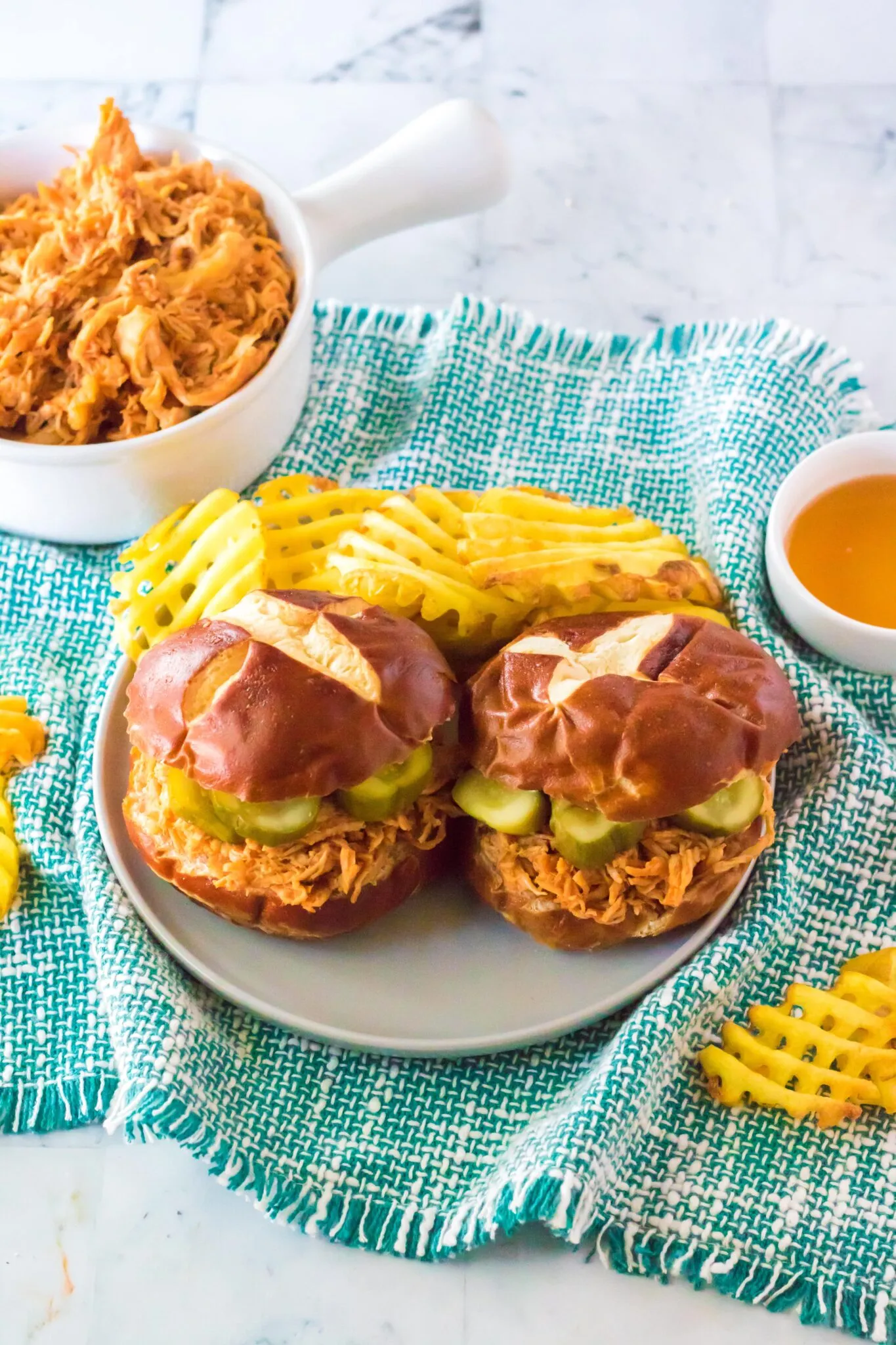 Slow Cooker Hot Honey Chicken Sandwiches