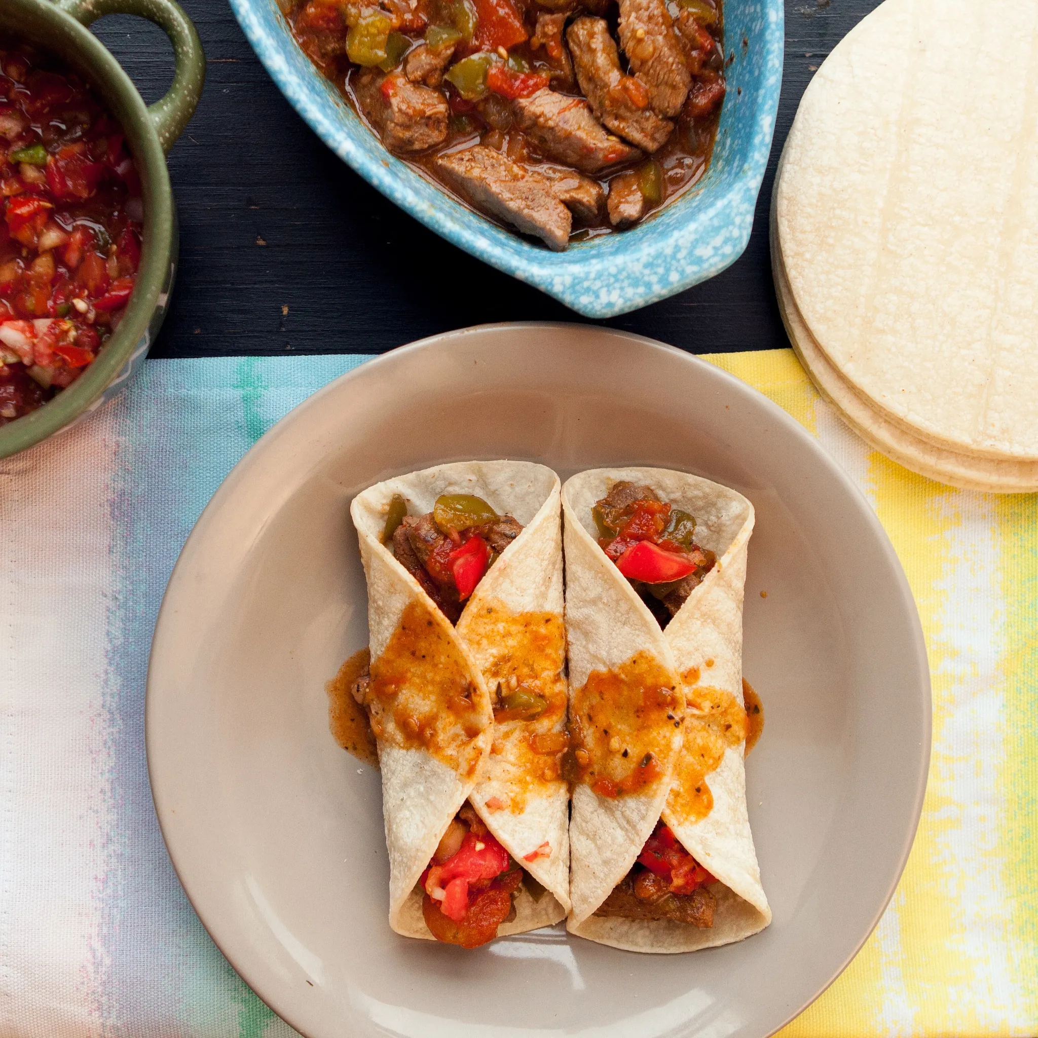 Slow Cooker Pepper Steak Tacos