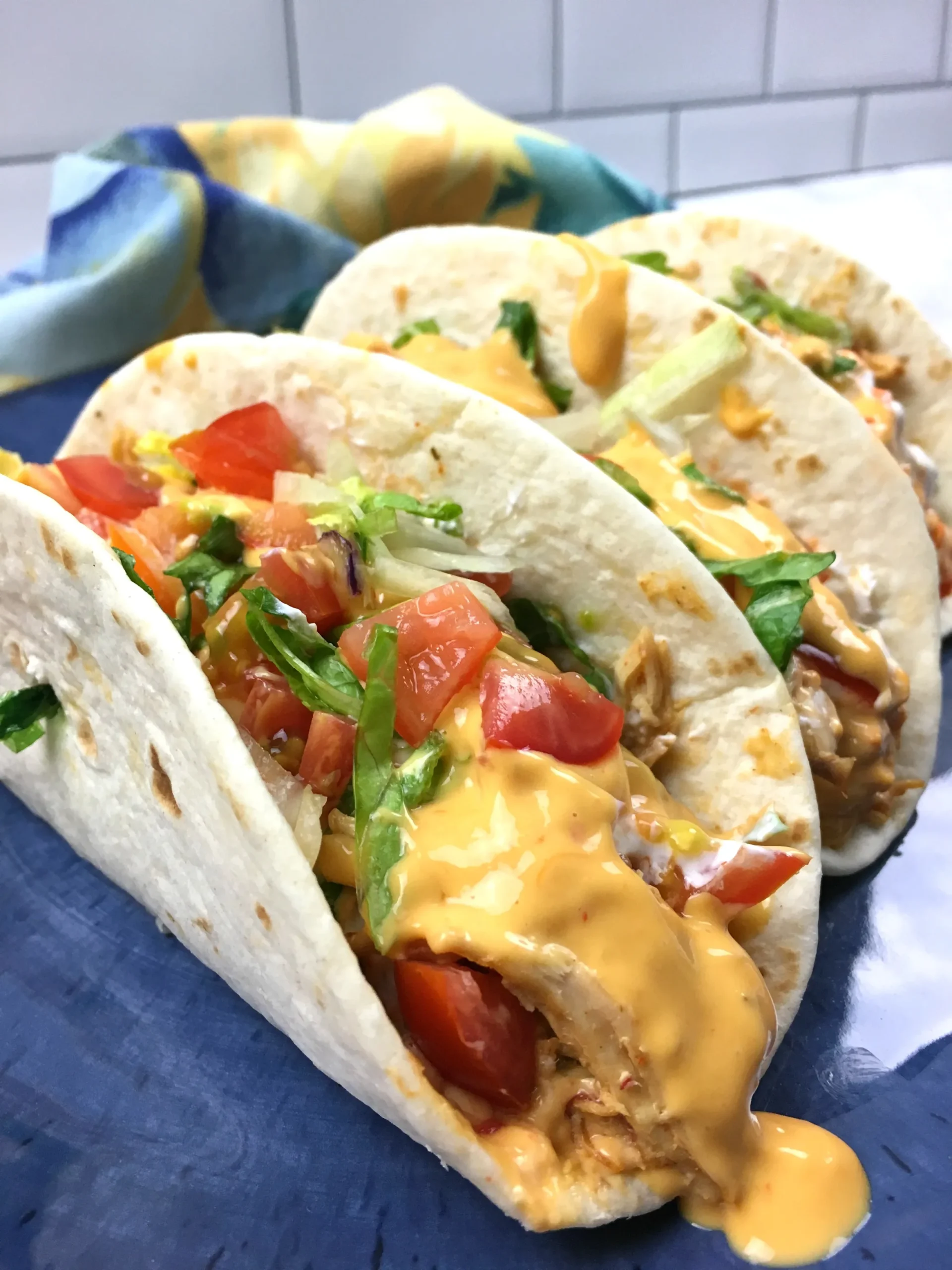 Slow Cooker Queso Chicken Tacos