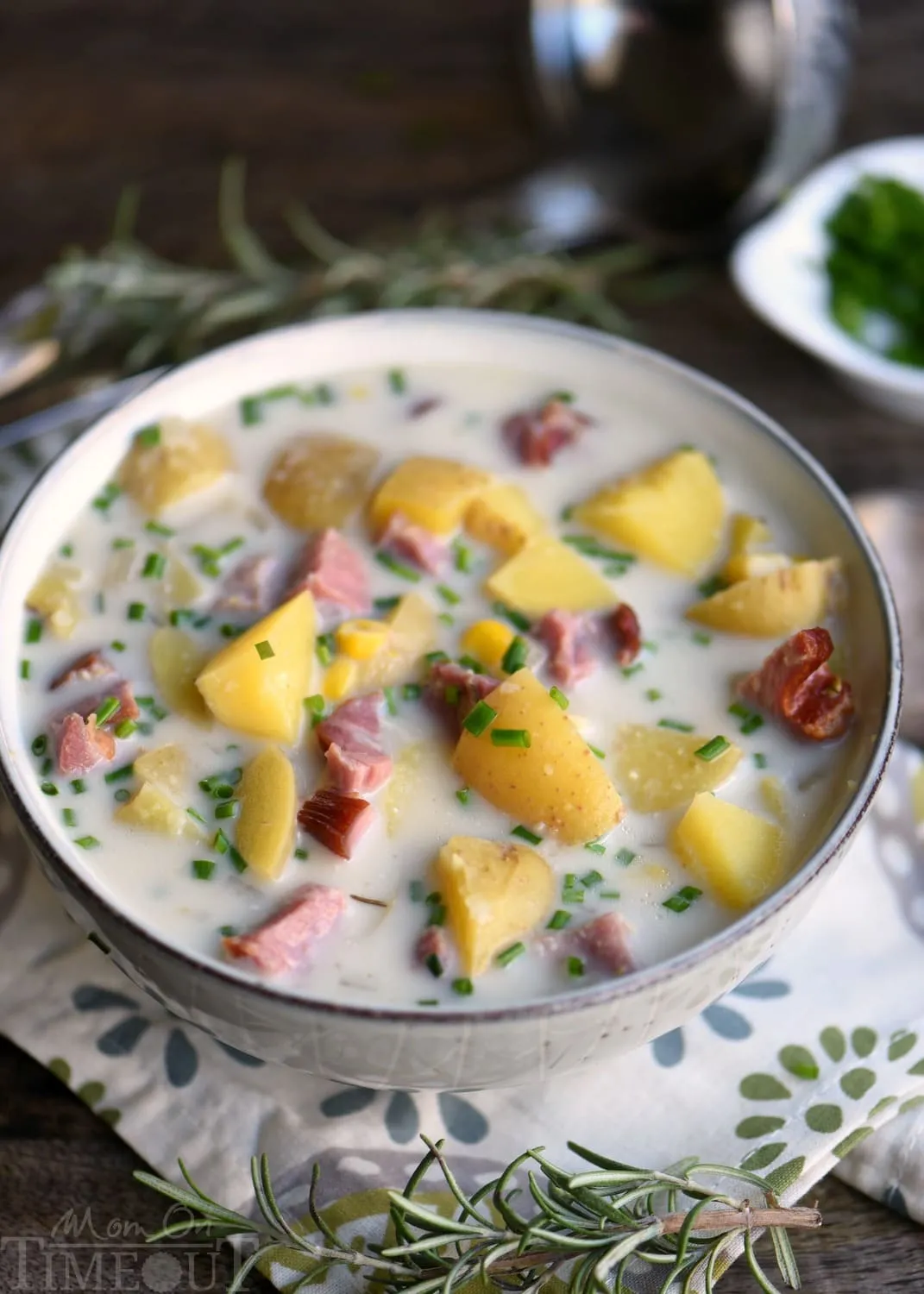 Slow Cooker Rosemary Potato Soup with Ham