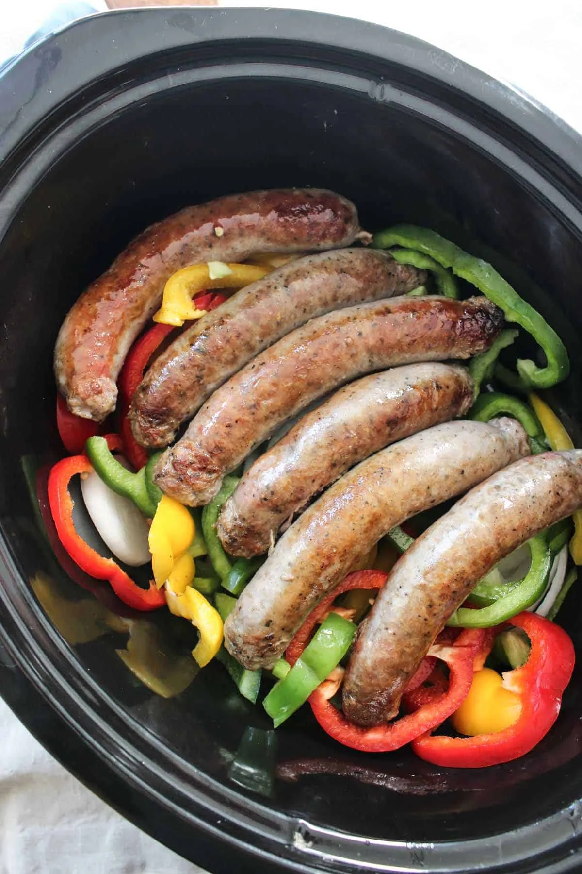 Slow Cooker Sausage Pepper and Onion