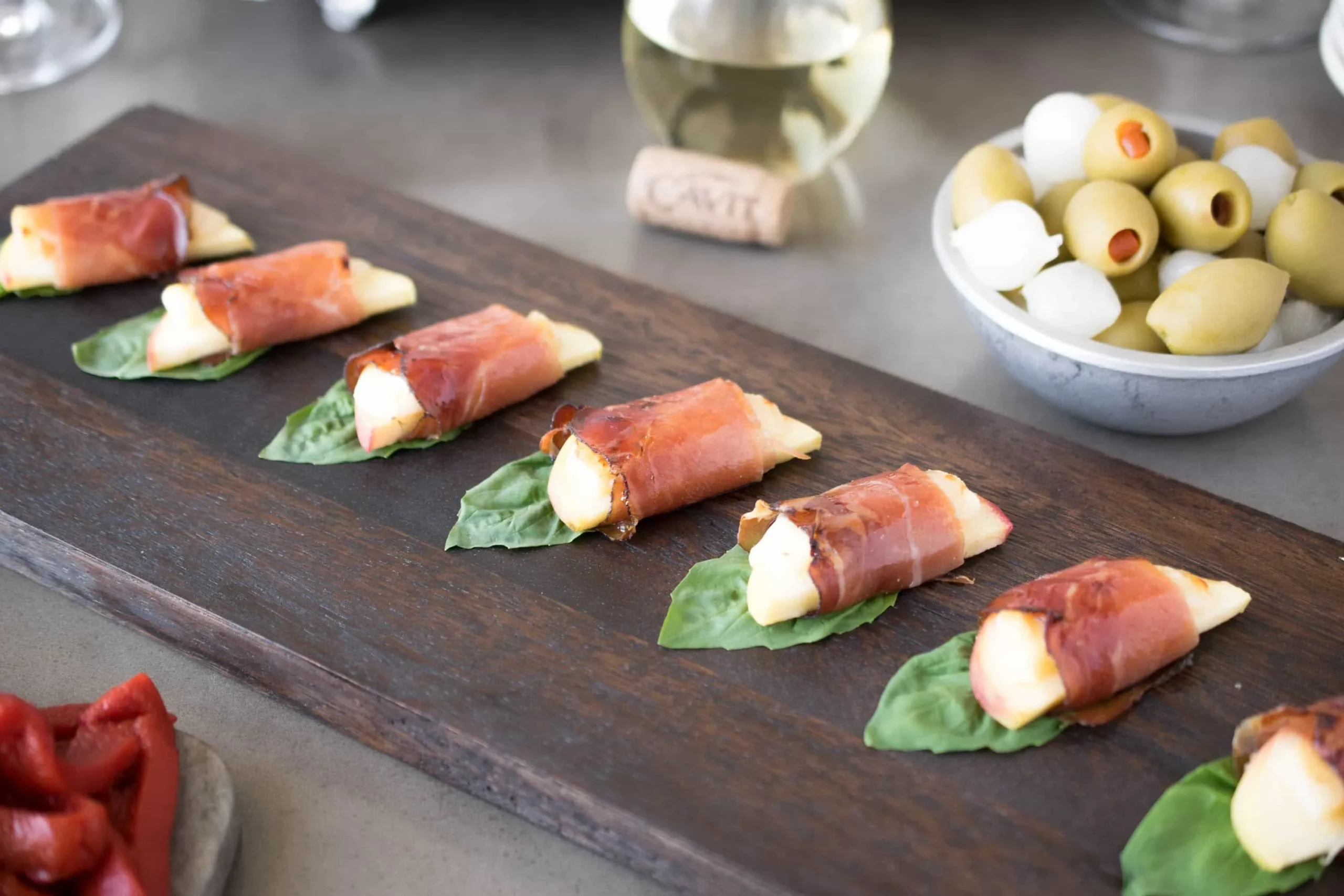 Smoked Prosciutto Wrapped Apple Bites