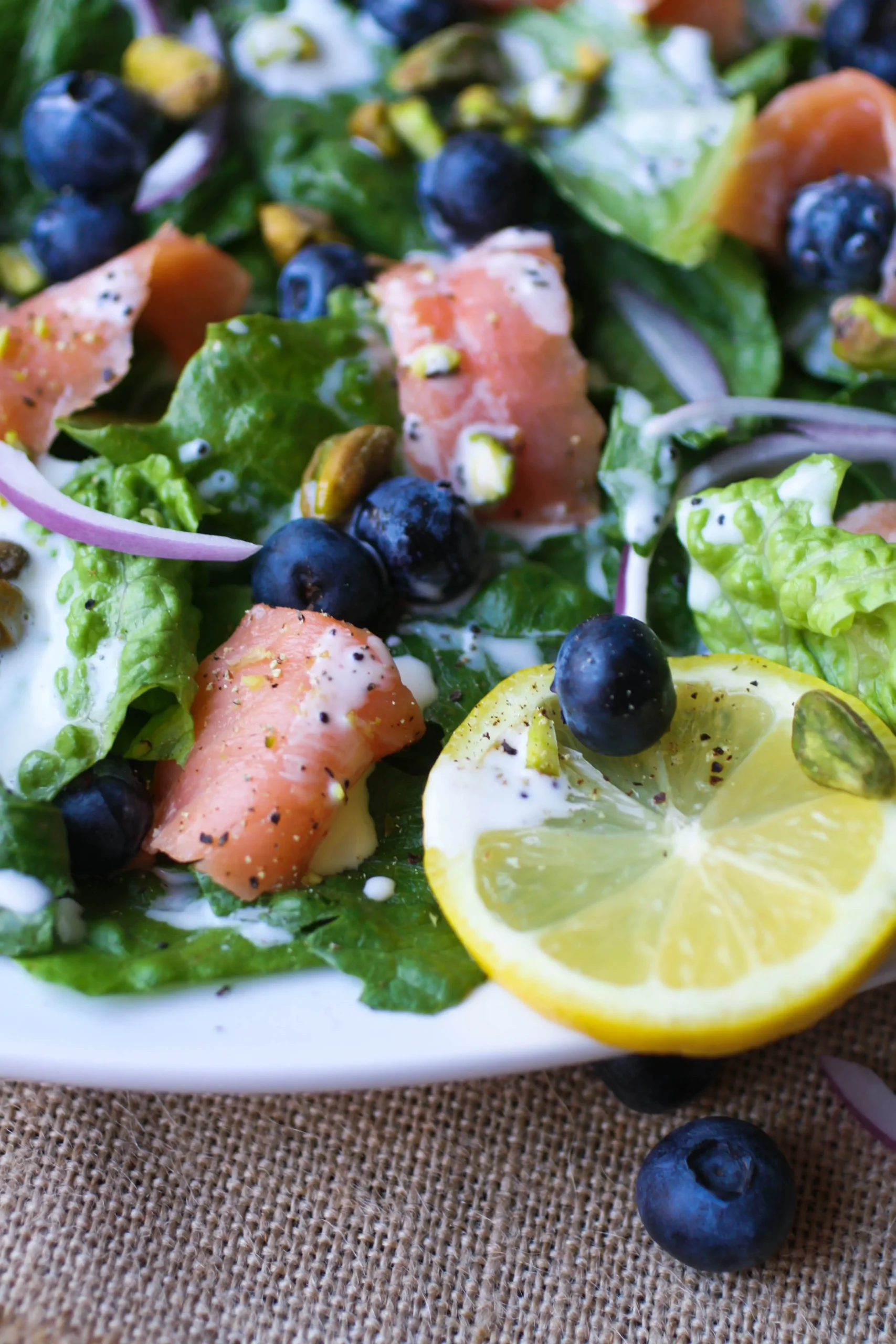 Smoked Salmon Blueberry Salad with Lemon Poppy Dressing