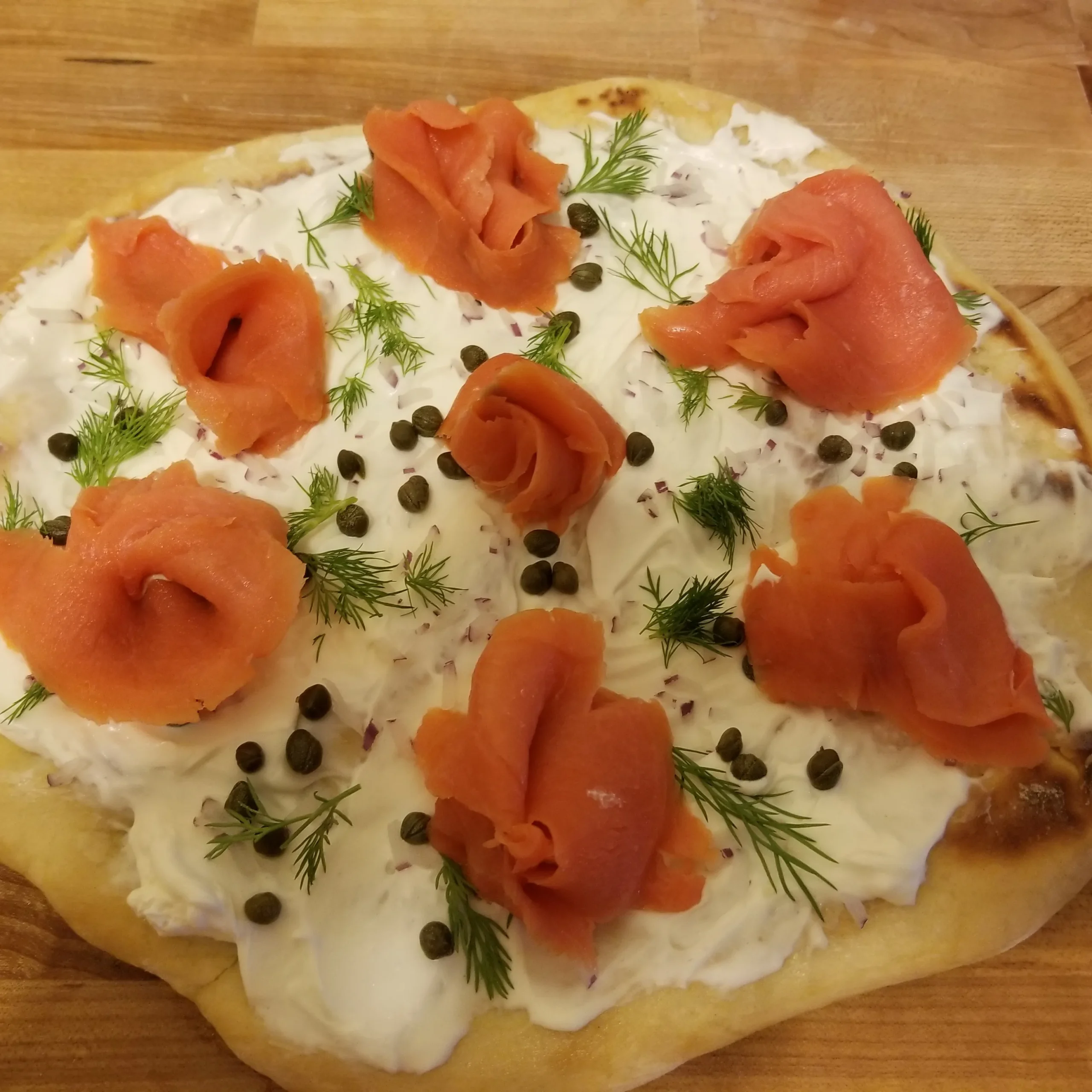 Smoked Salmon Cream Cheese Pizza