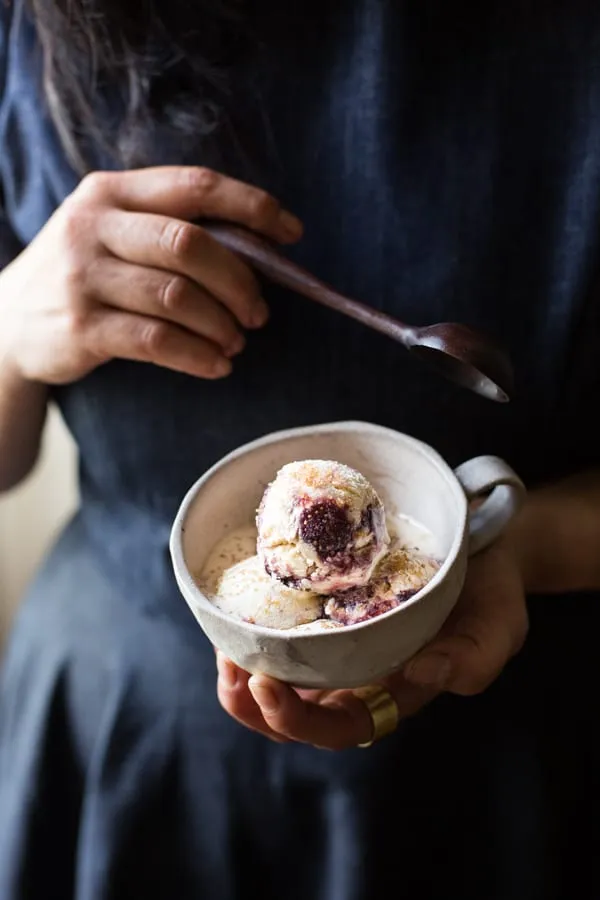 Smoked Sugar Ice Cream with Fig Butter Swirl