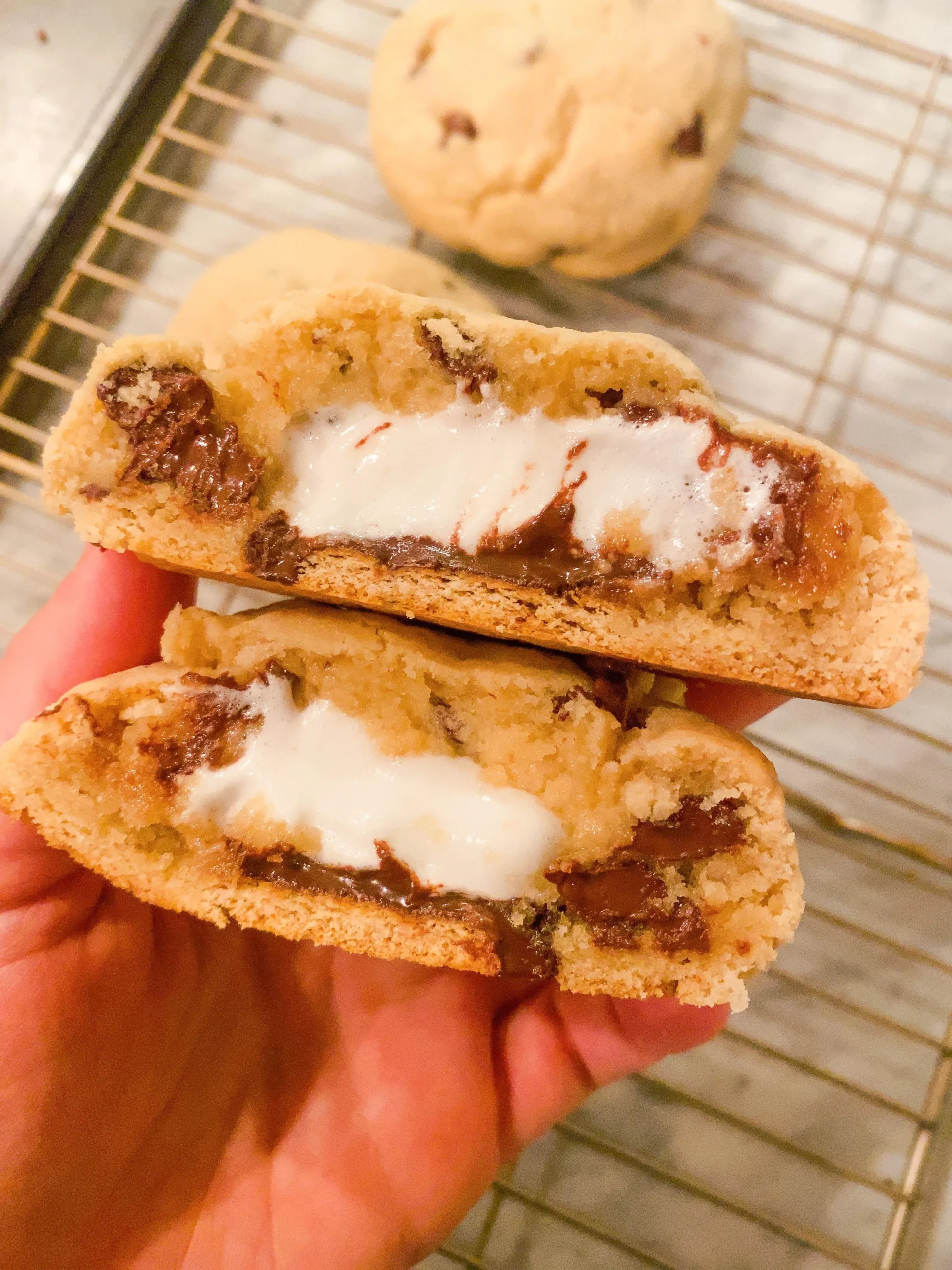 Smores Stuffed Chocolate Chip Cookies