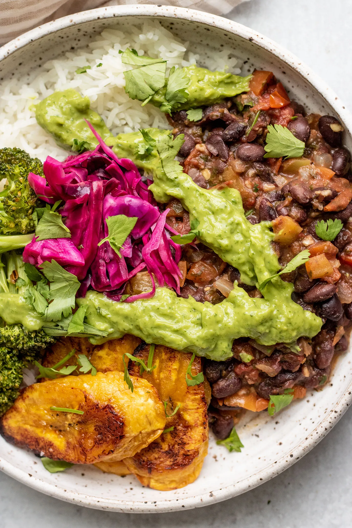 Sofrito Black Beans with Baked Sweet Plantains