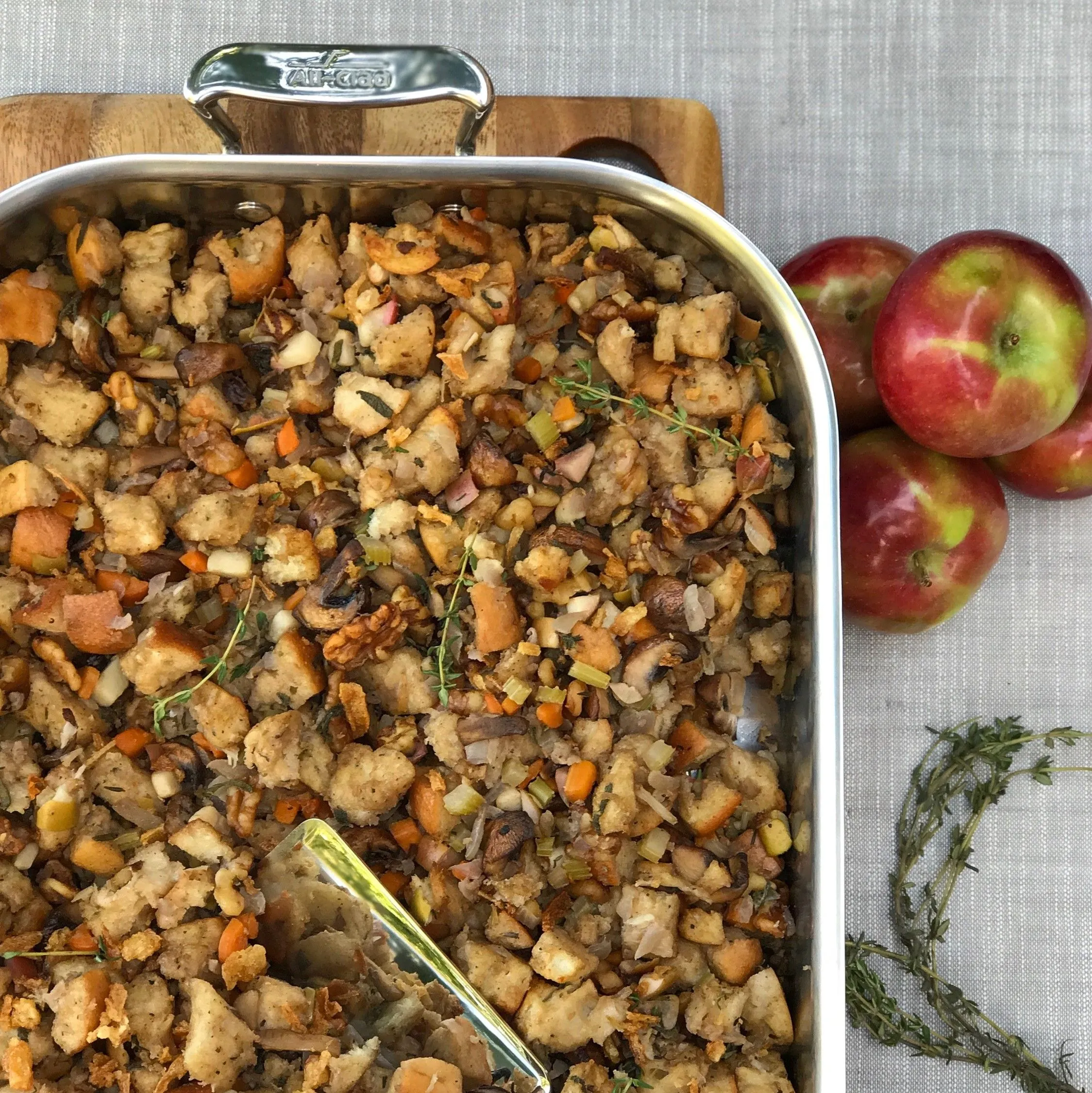 Sourdough Stuffing with Mushrooms, Apples, and Sage