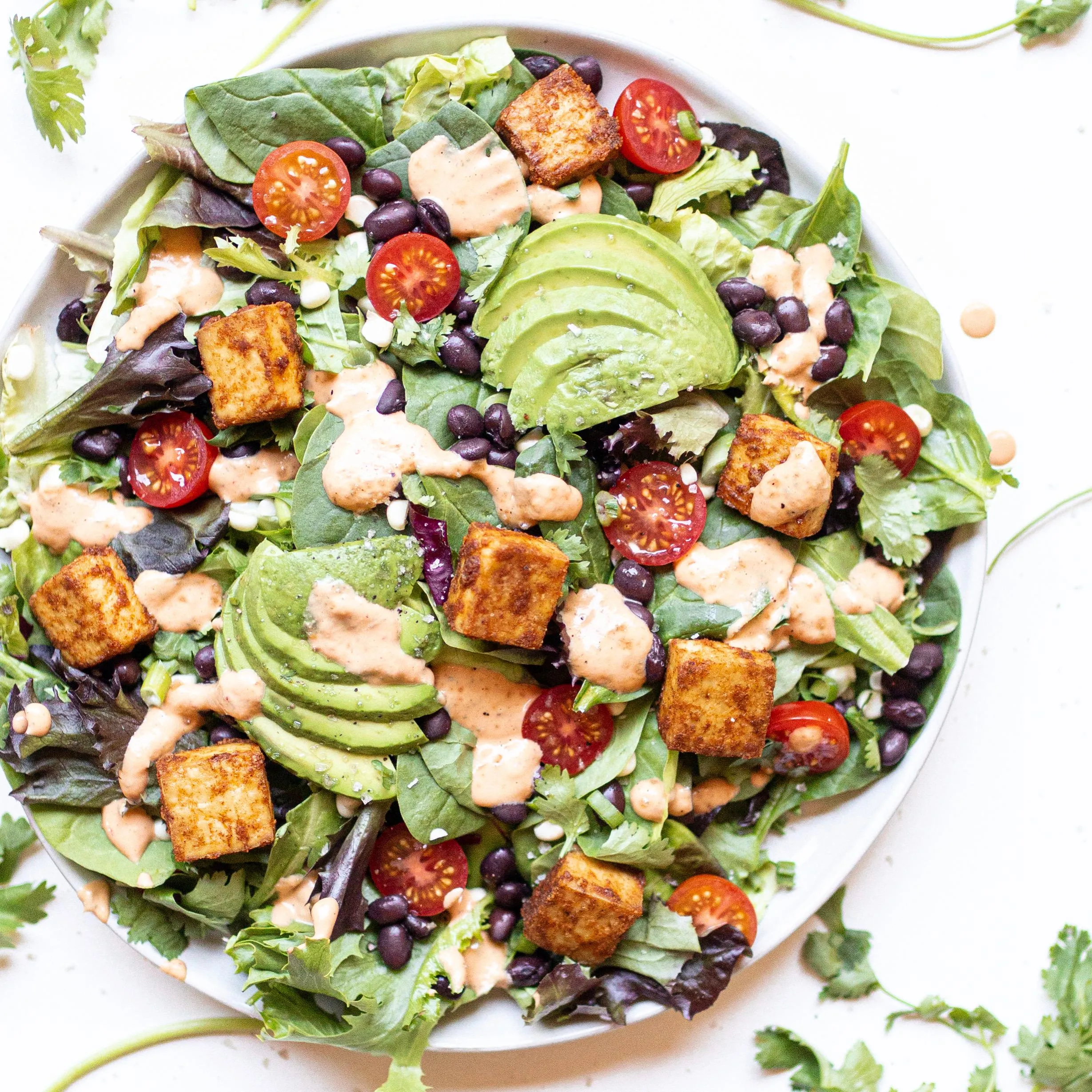 Southern Crispy Tofu Salad with Ranch Dressing