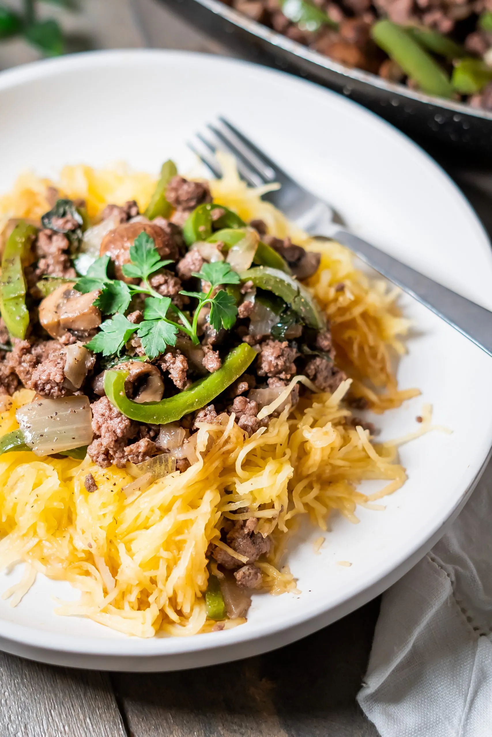 Spaghetti Squash Beef and Cheese