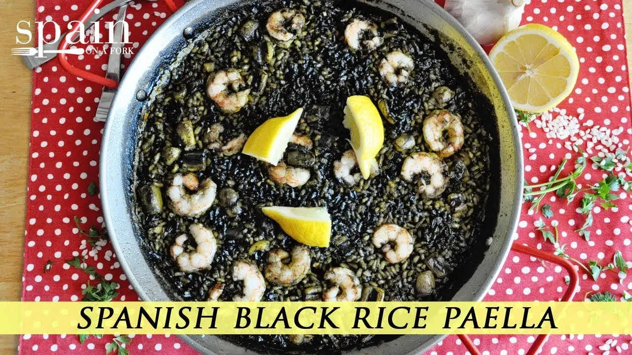 Spanish Black Rice Paella with Squid Ink Based Broth