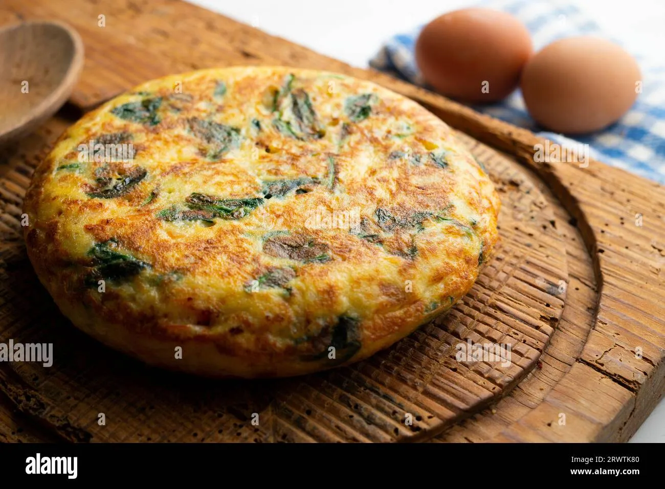 Spanish Potato Omelette with Spinach and Manchego Cheese