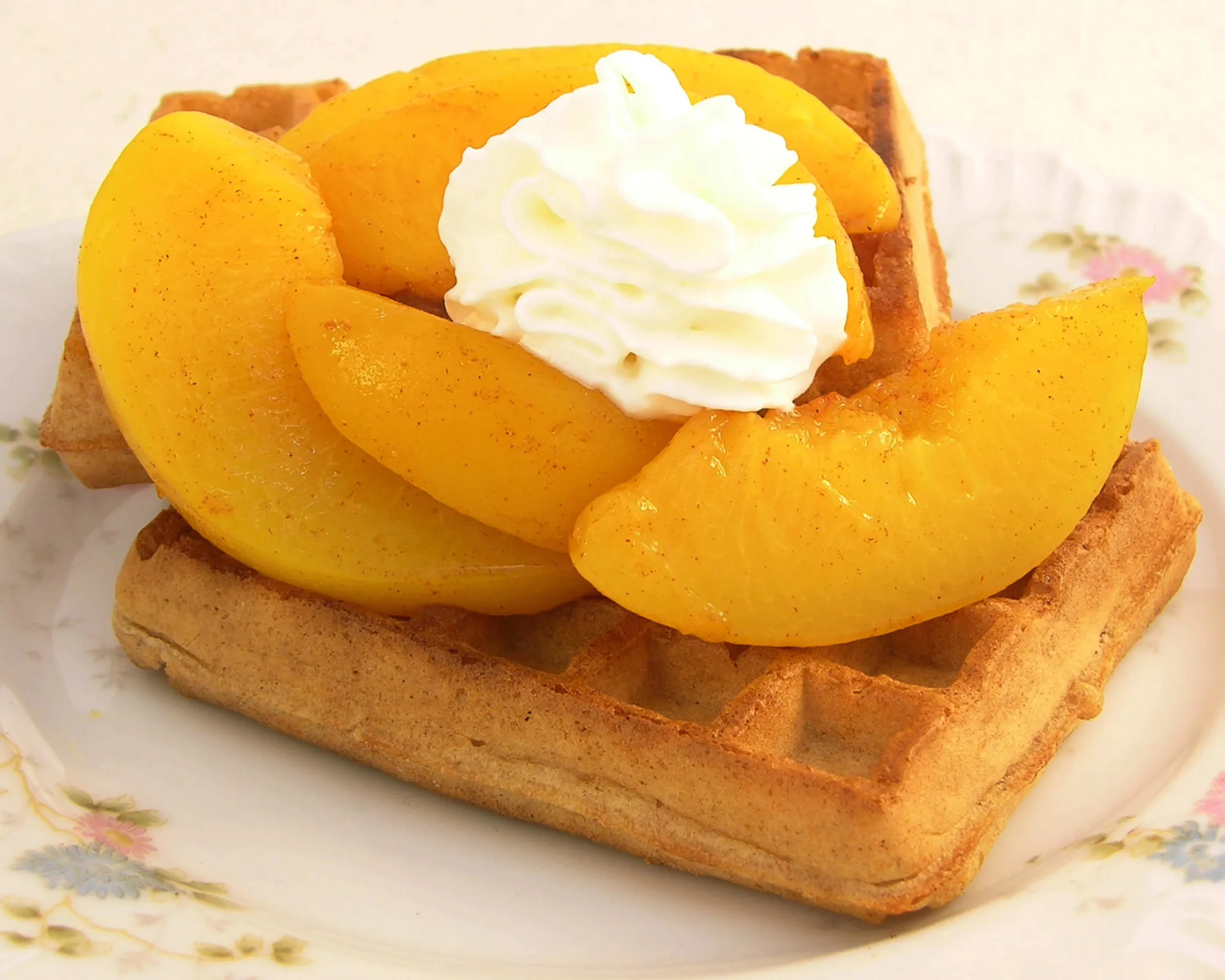 Spiced Peaches and Malted Waffles
