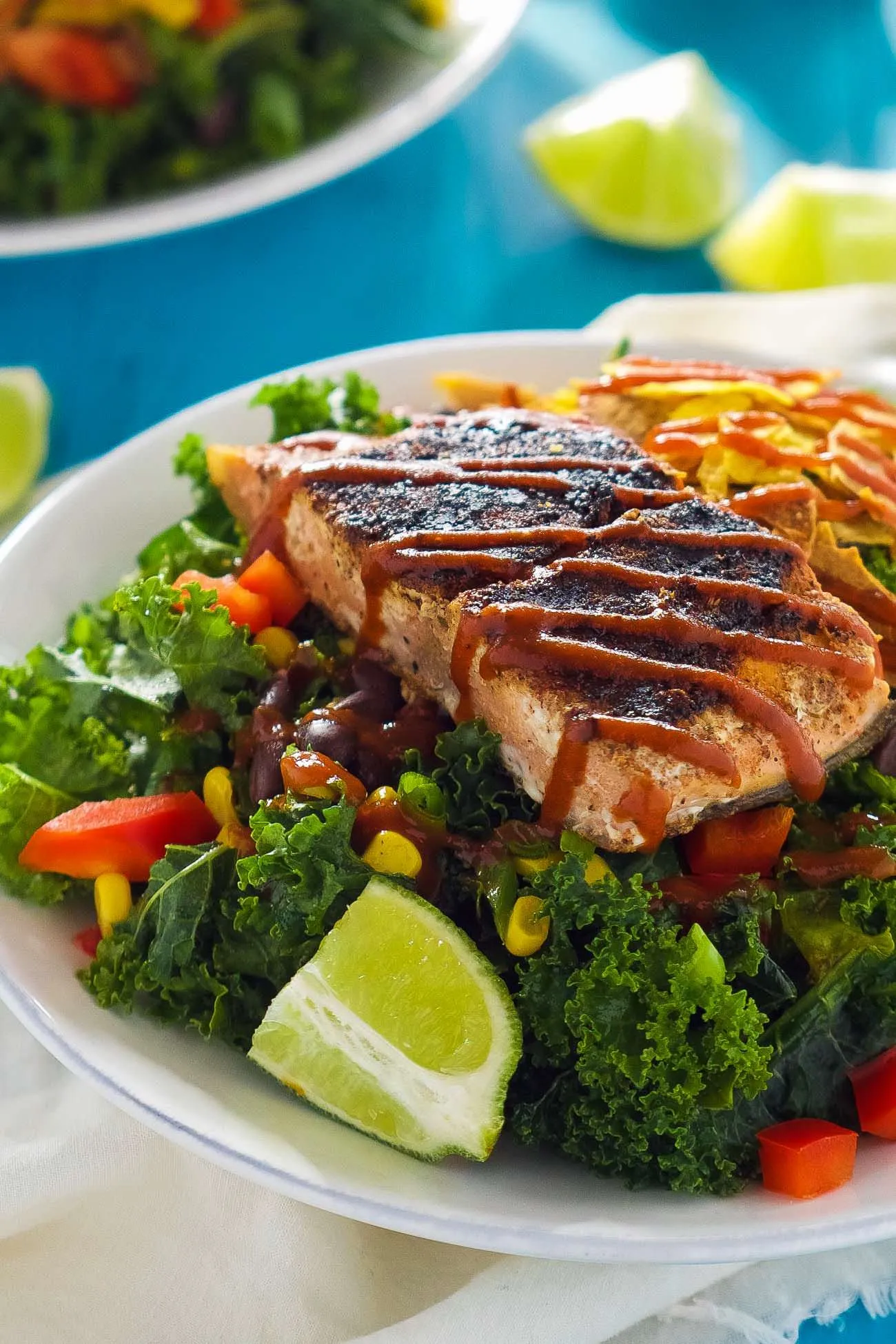 Spicy Chipotle Salmon Kale Salad