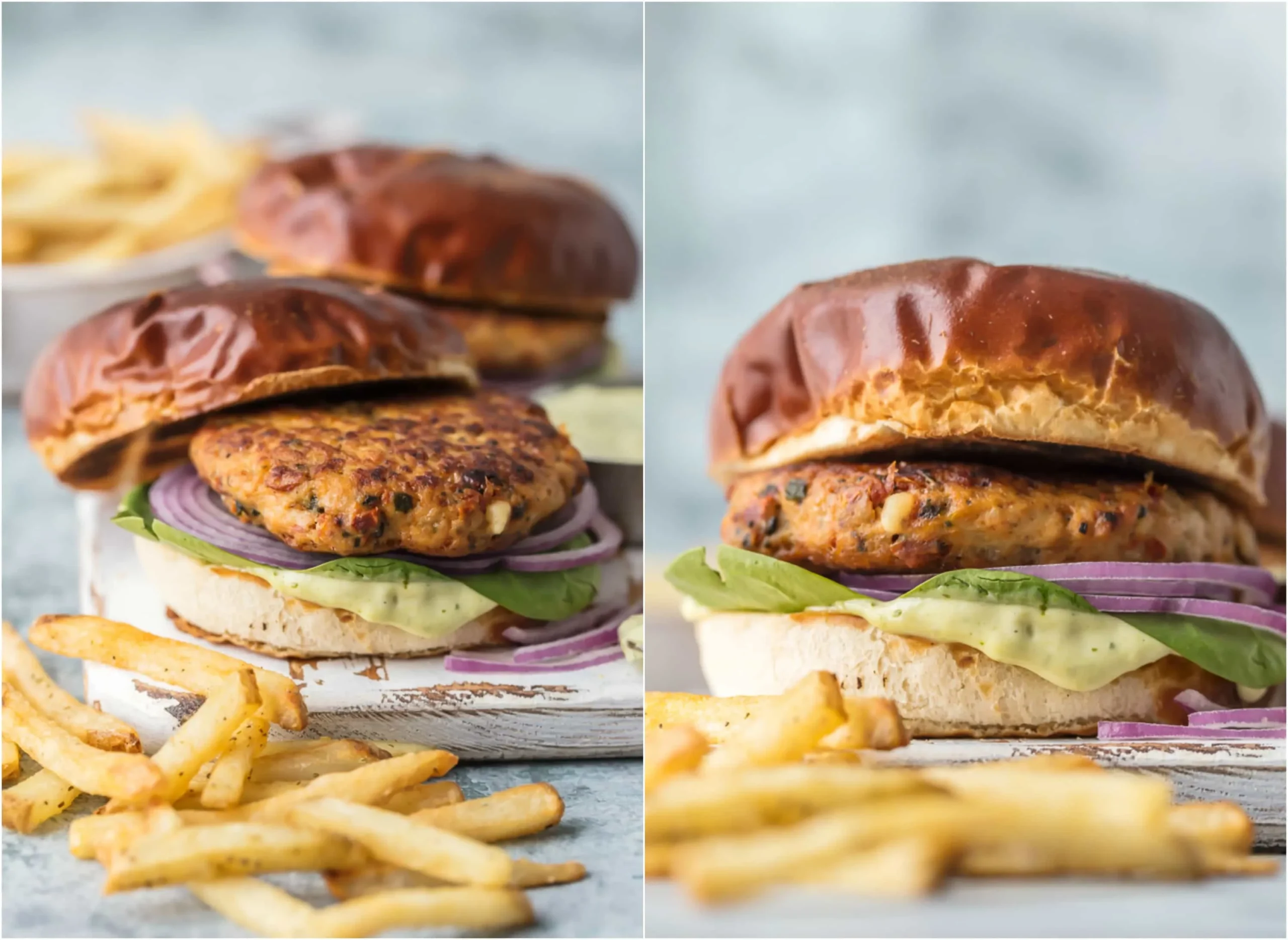 Spicy Feta Chicken Burgers