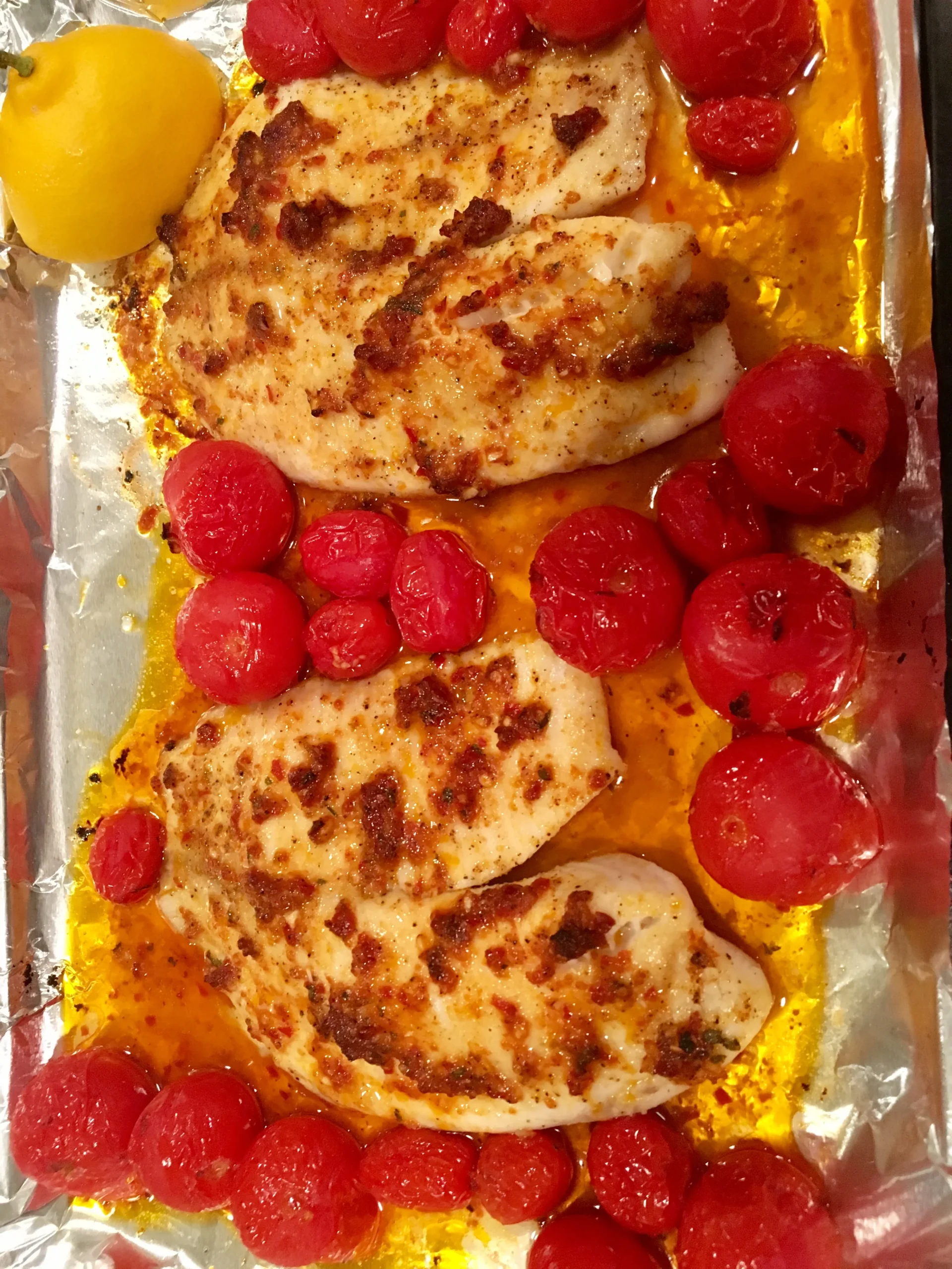 Spicy Fish in Harissa and Cherry Tomatoes
