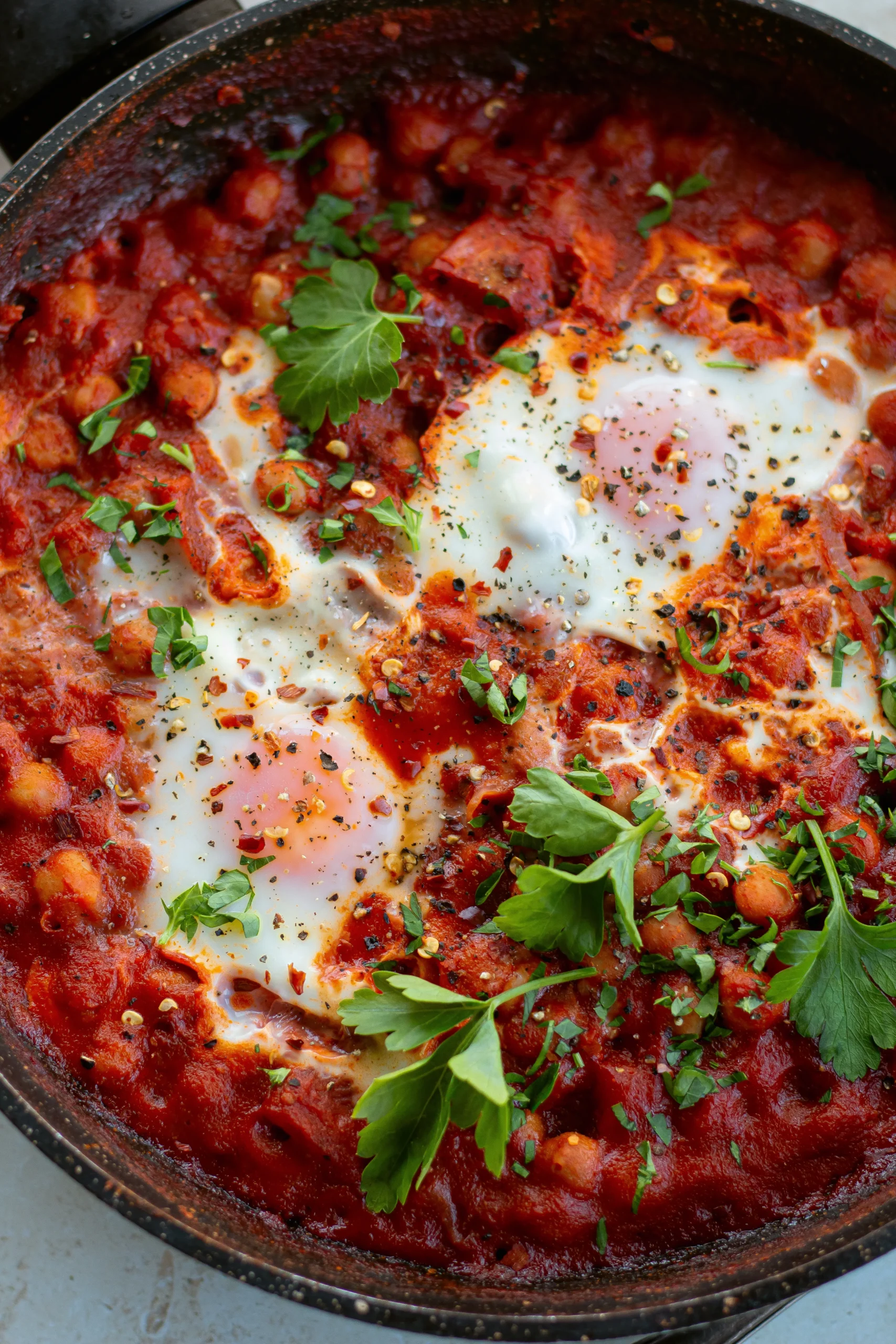 Spicy Gochujang Eggs in Purgatory