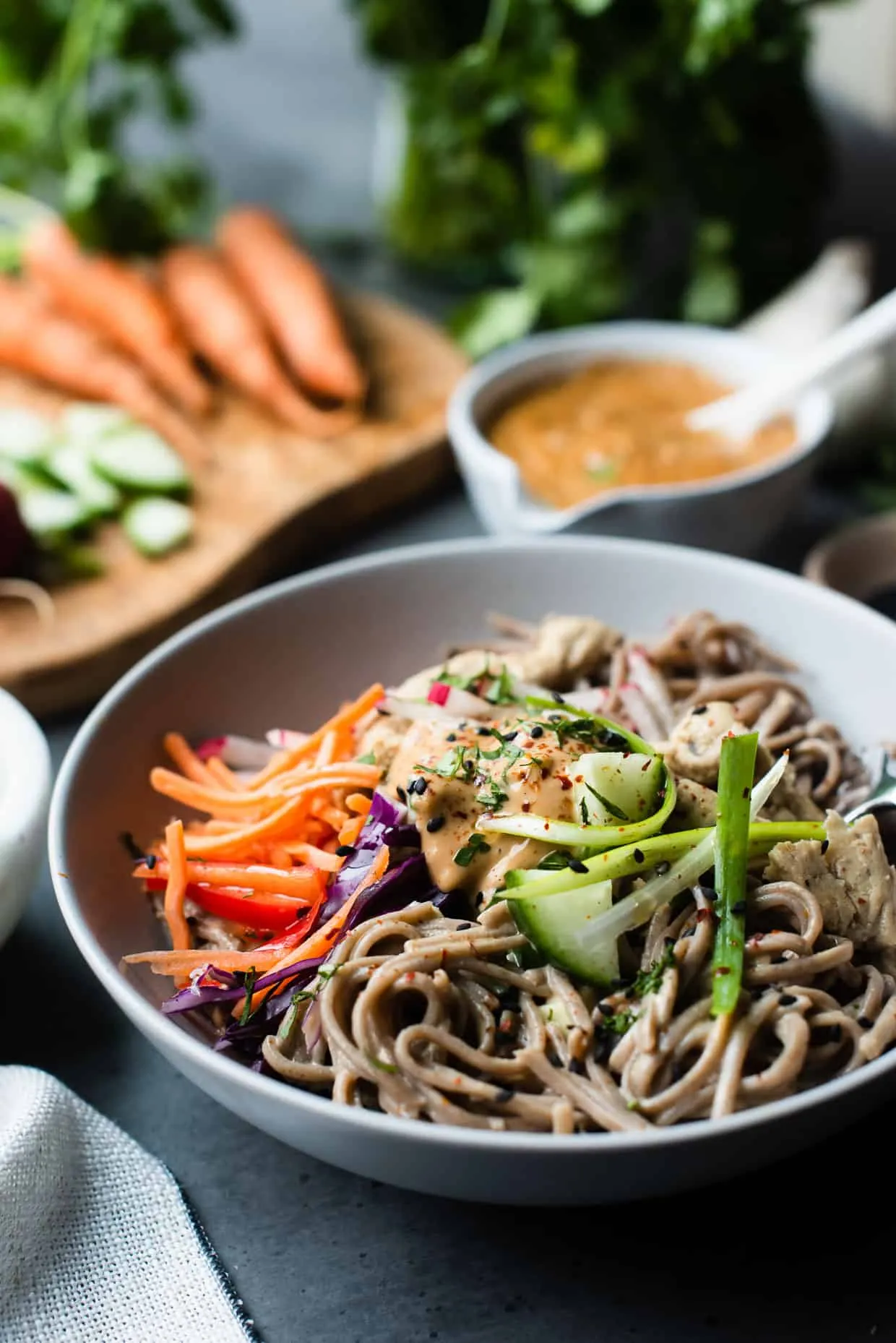 Spicy Peanut and Chicken Soba Noodles