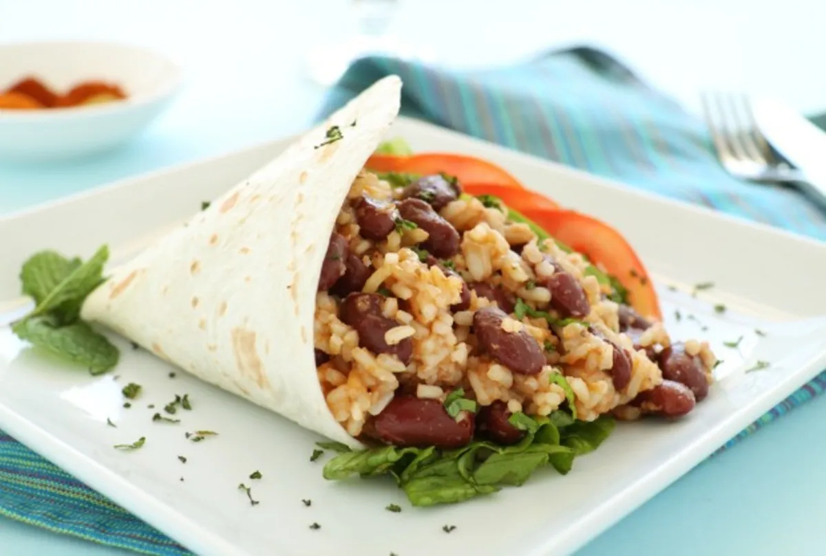 Spicy Rice Beans and Avocado Wrap
