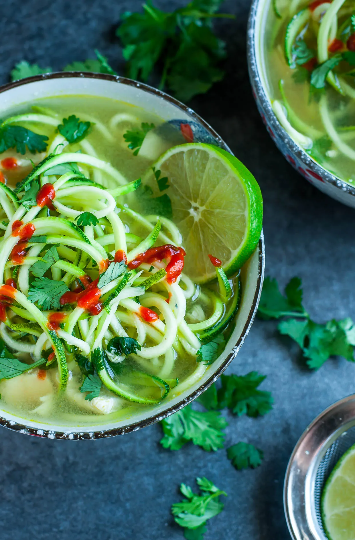 Spicy Sriracha Lime Chicken Zoodle Soup