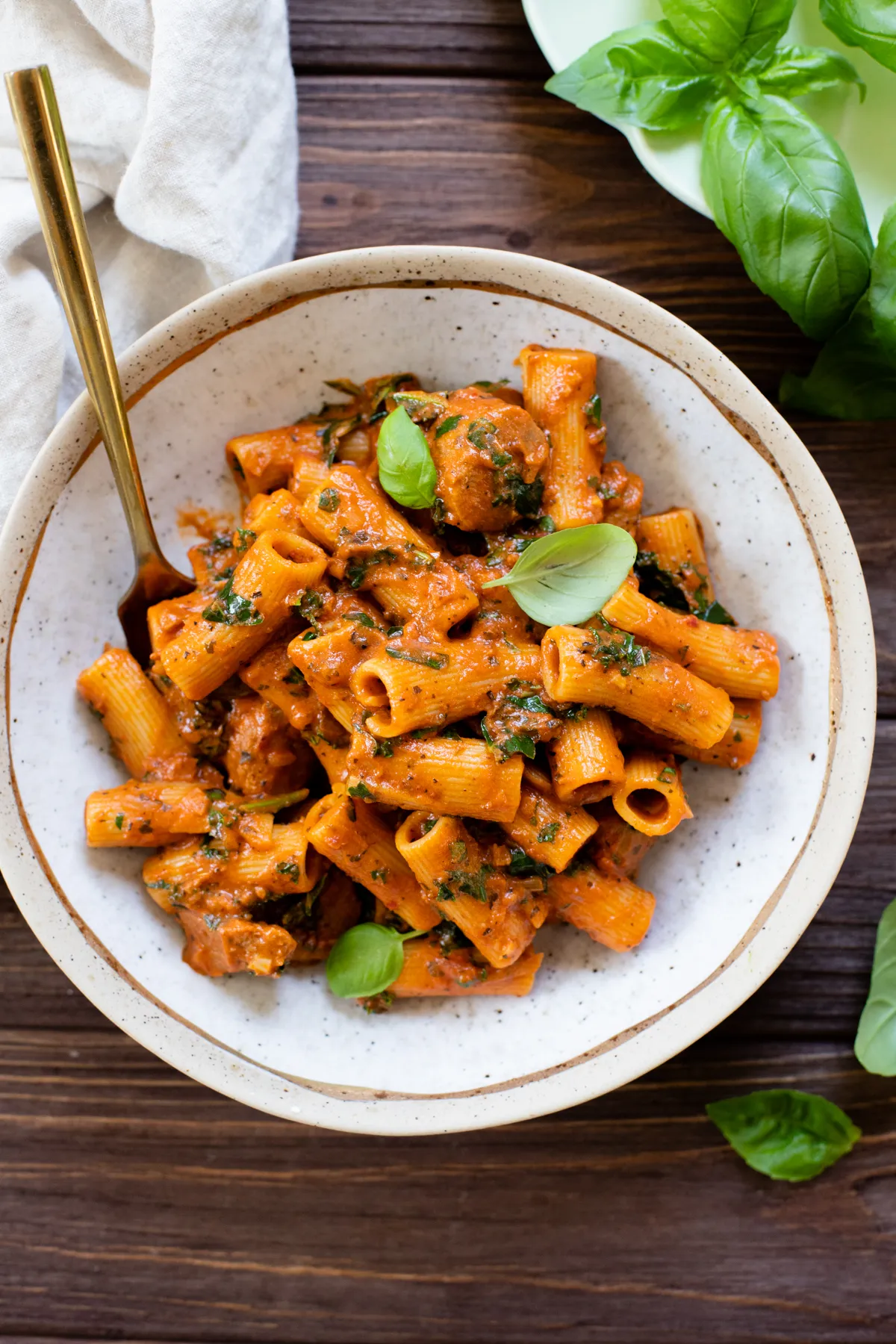 Spicy Vegan Sausage Pasta