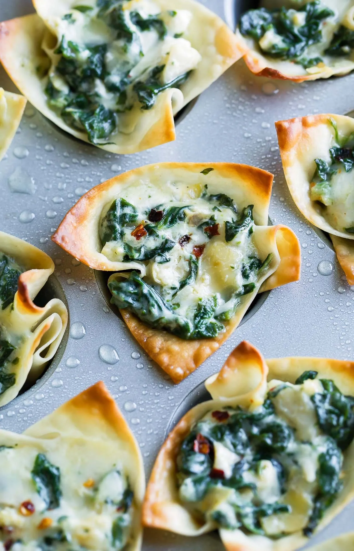 Spinach Artichoke Wonton Ravioli
