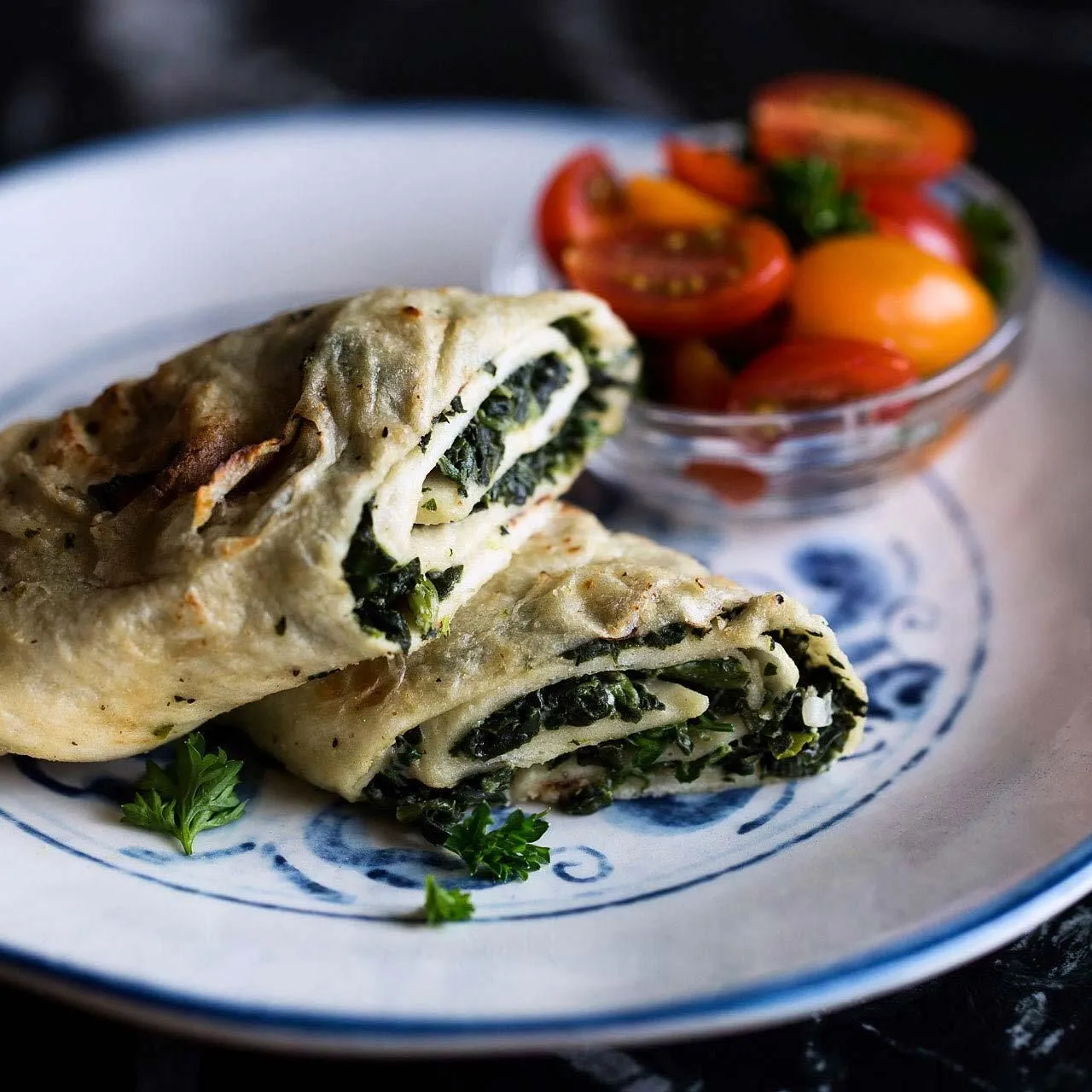 Spinach Filled Tortilla Rolls